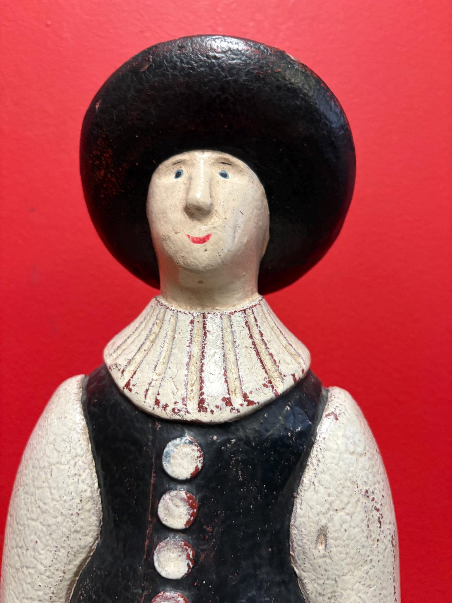 Beautiful older vintage heavy wooden folk art Amish statue of a man - approx 22 inches wow