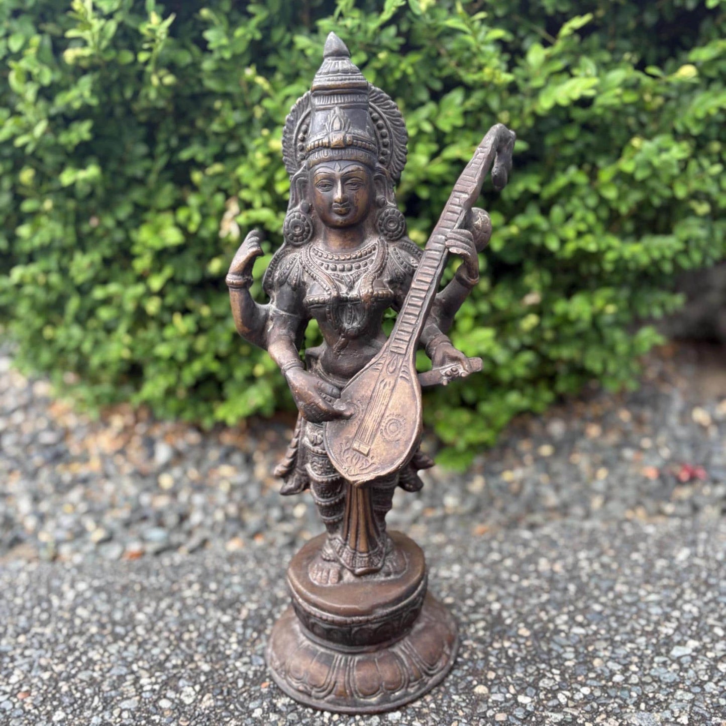 Stunning 19th century Southeast Asian SARASWATI Statue - Wonderful patina - 19 inches tall - great detail perfect gift - RS