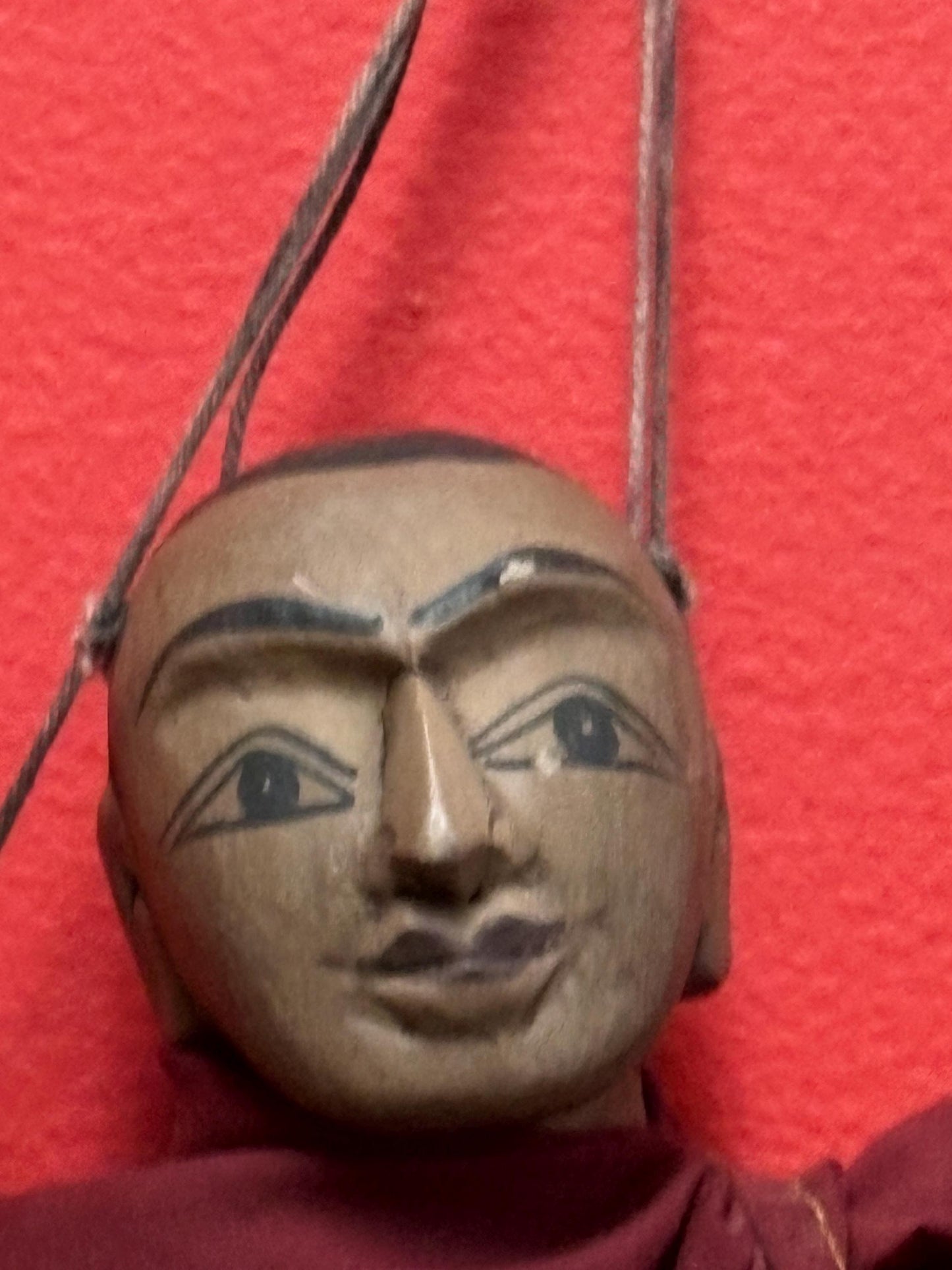 Beautiful antique wooden and cloth Asian puppet approximately 21 inches long - good condition and super fun