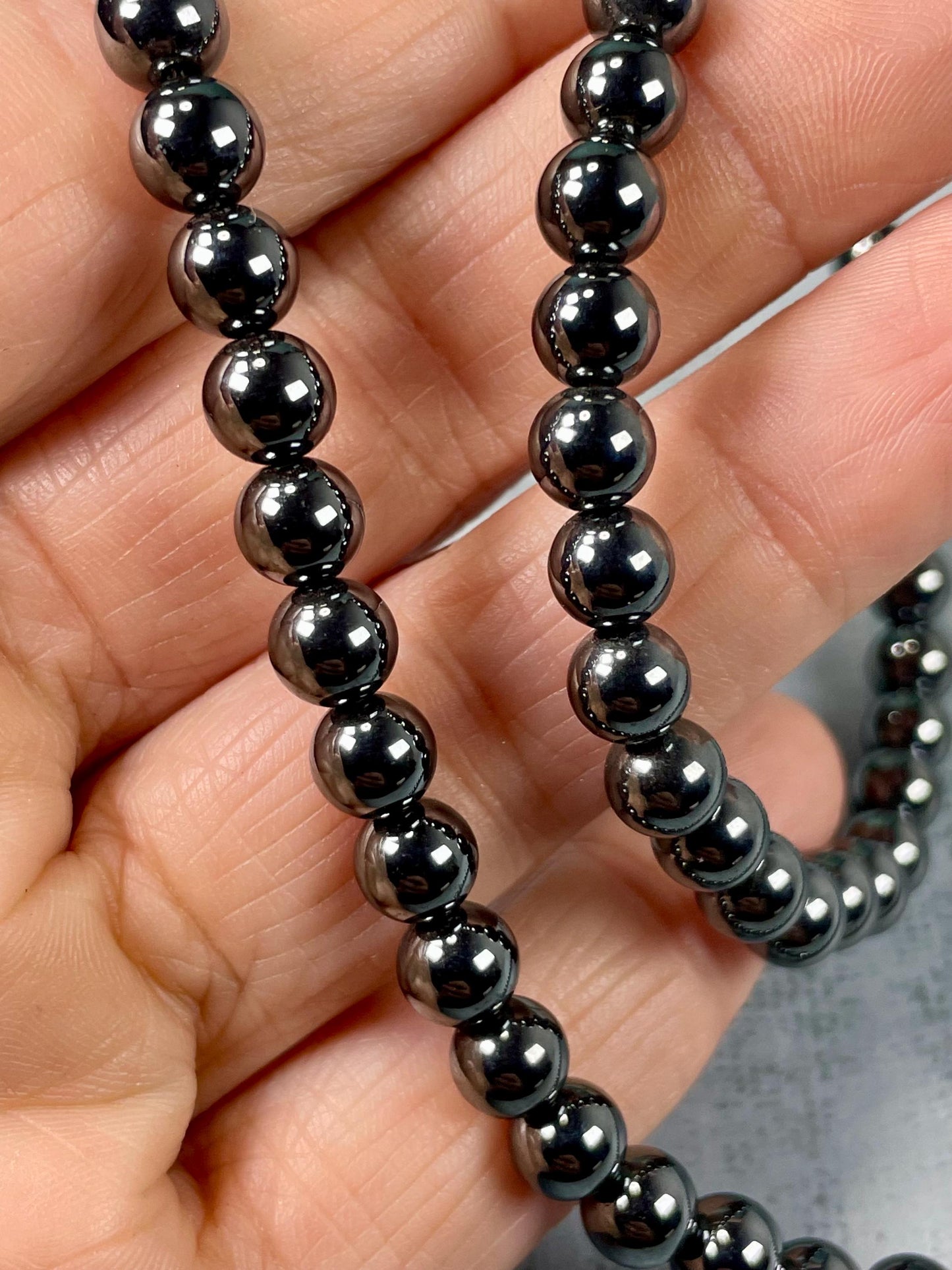 Hematite Beaded Necklace and Bracelet Set