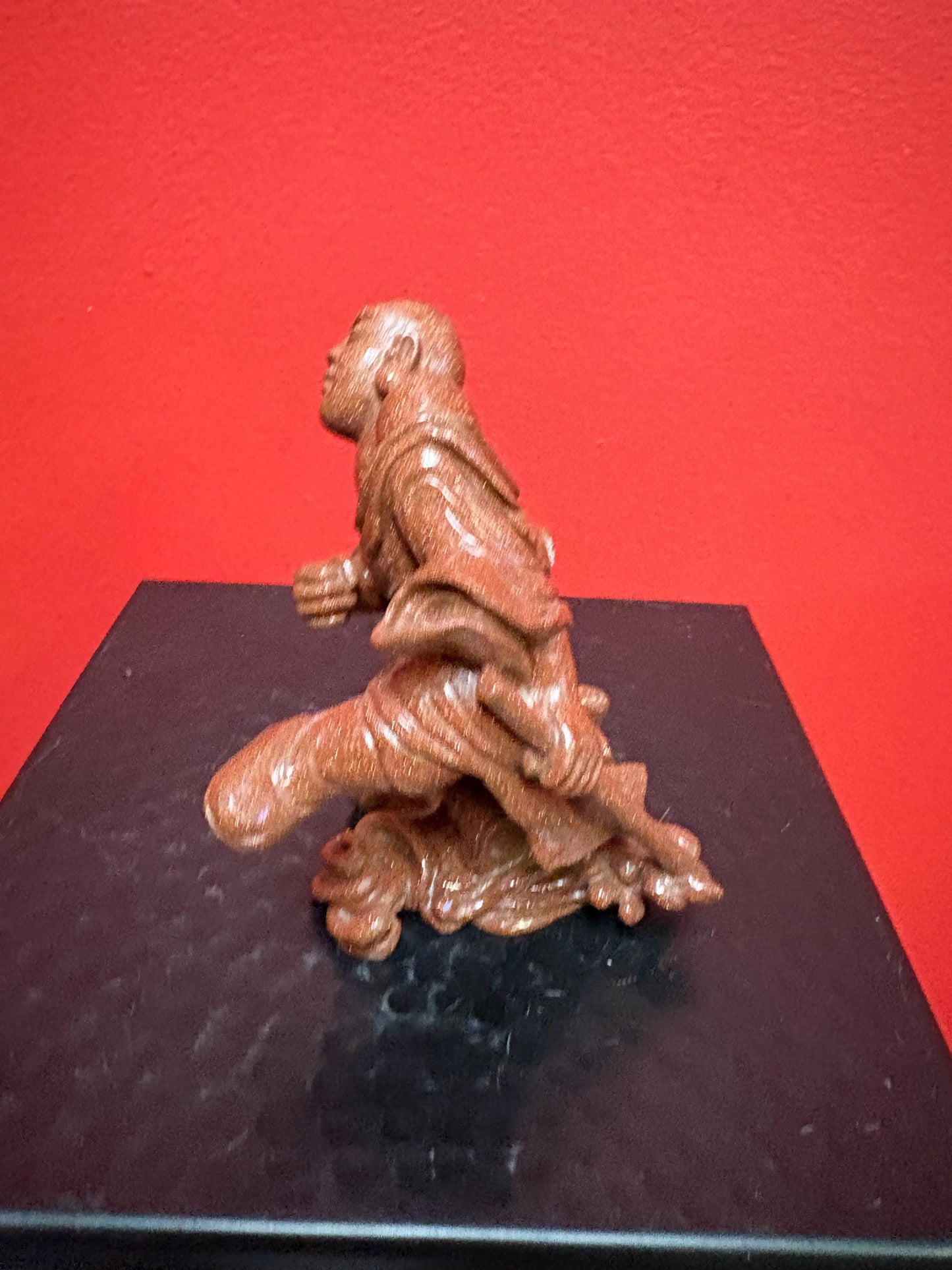 Beautiful antique 5 inch Chinese gold stone figure of a warrior great condition and very unusual estate piece