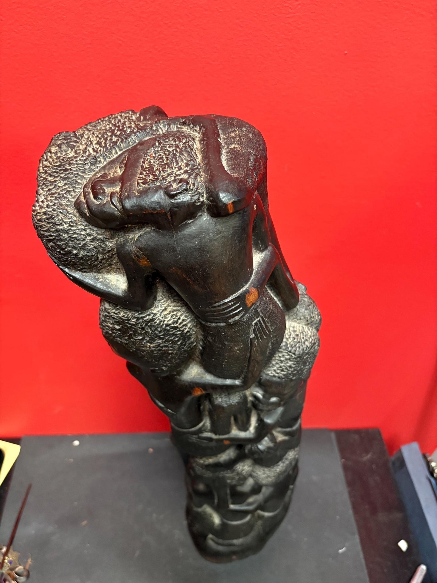 Magnificent antique African Makonde Ebony wood statue - 28 inches tall - 12 kg amazing detail - museum quality piece