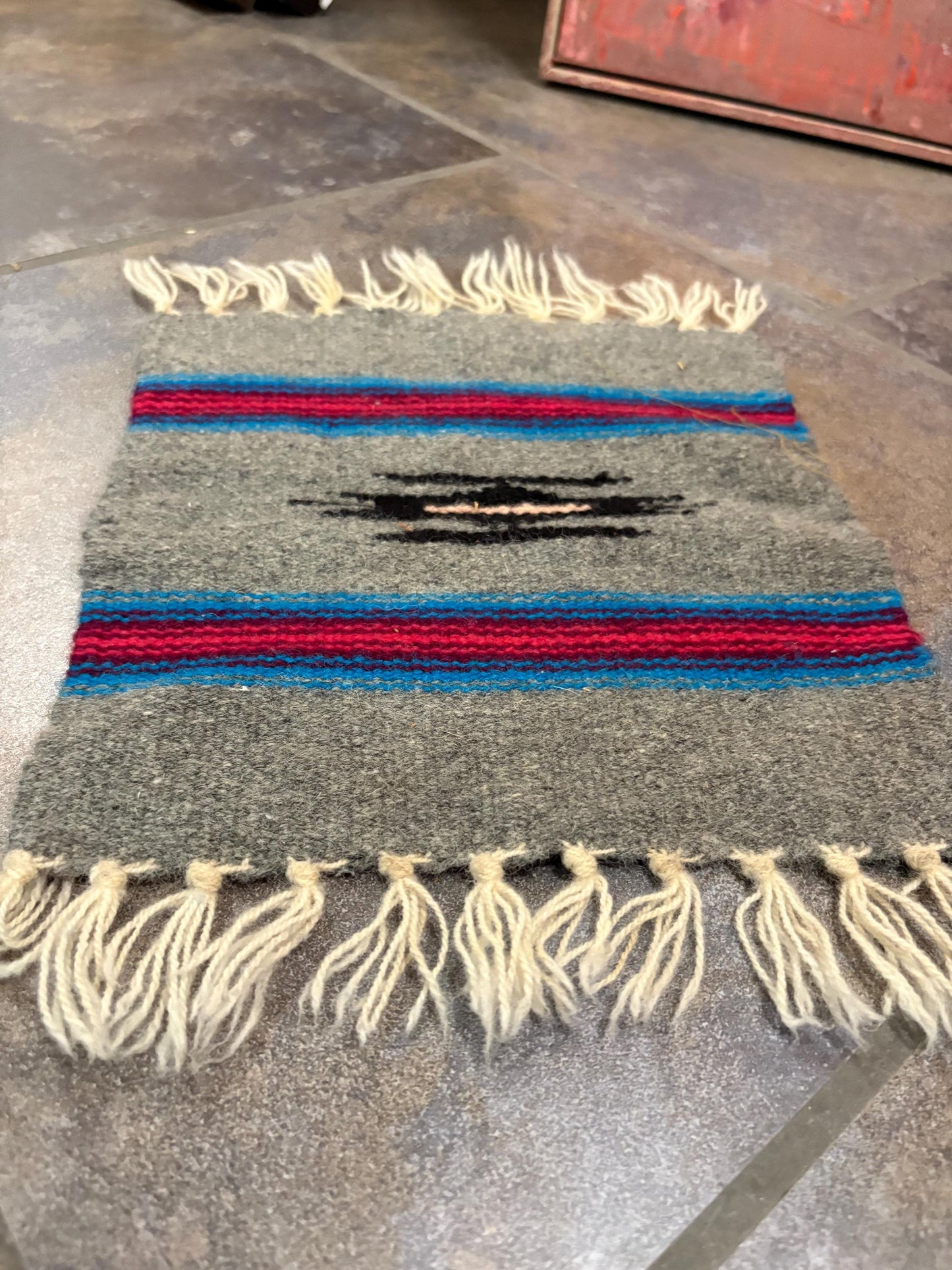 Beautiful Navajo hand woven wool textile approximately 14 x 10 wide great design and great condition