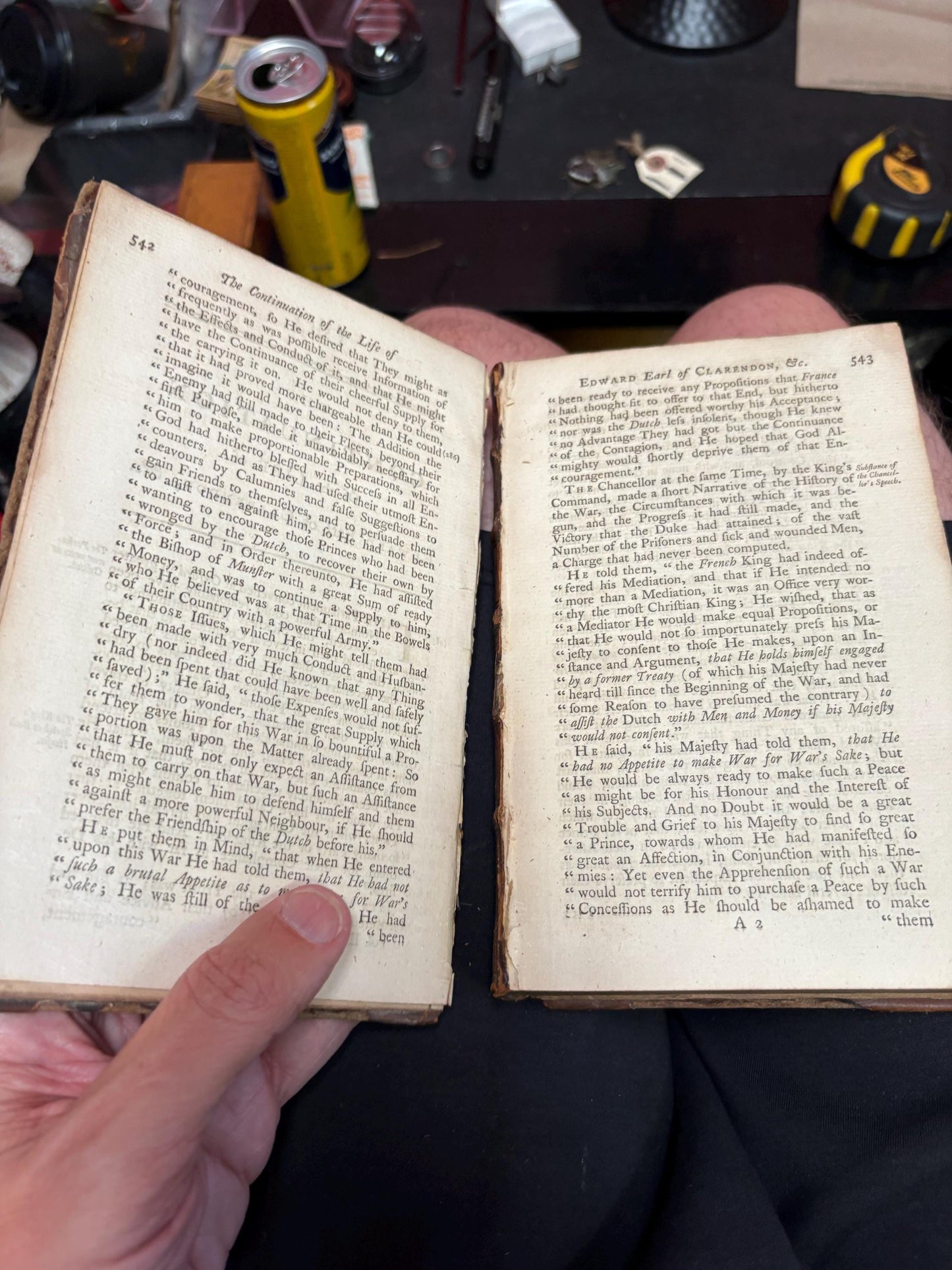 Beautiful late 17th century copy of life of CLARENDON covers detached great display