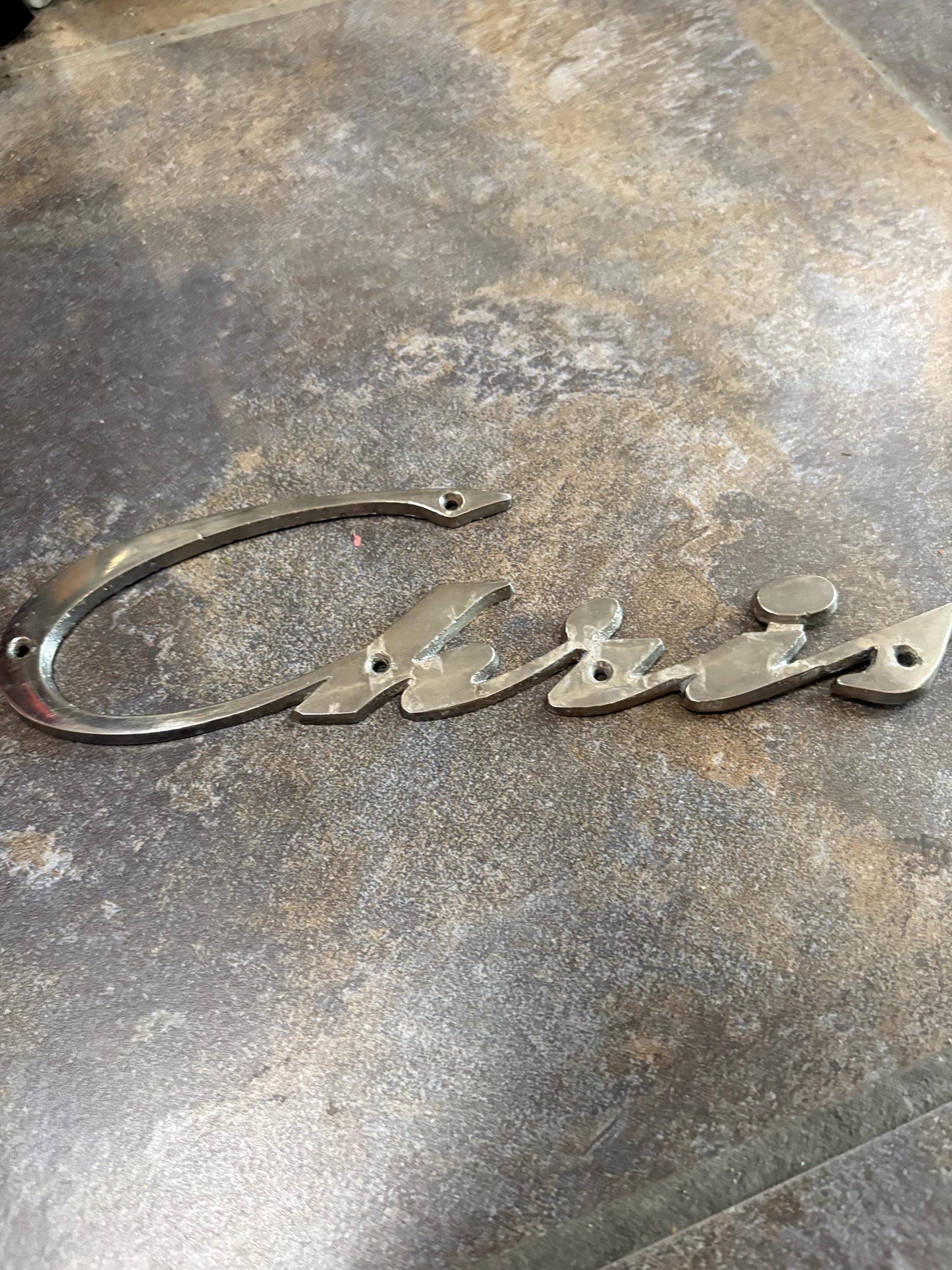 1940s original chrome nautical CRISS CRAFT decals used condition. See photos. no screws. 13 and 10 inches long. - wow