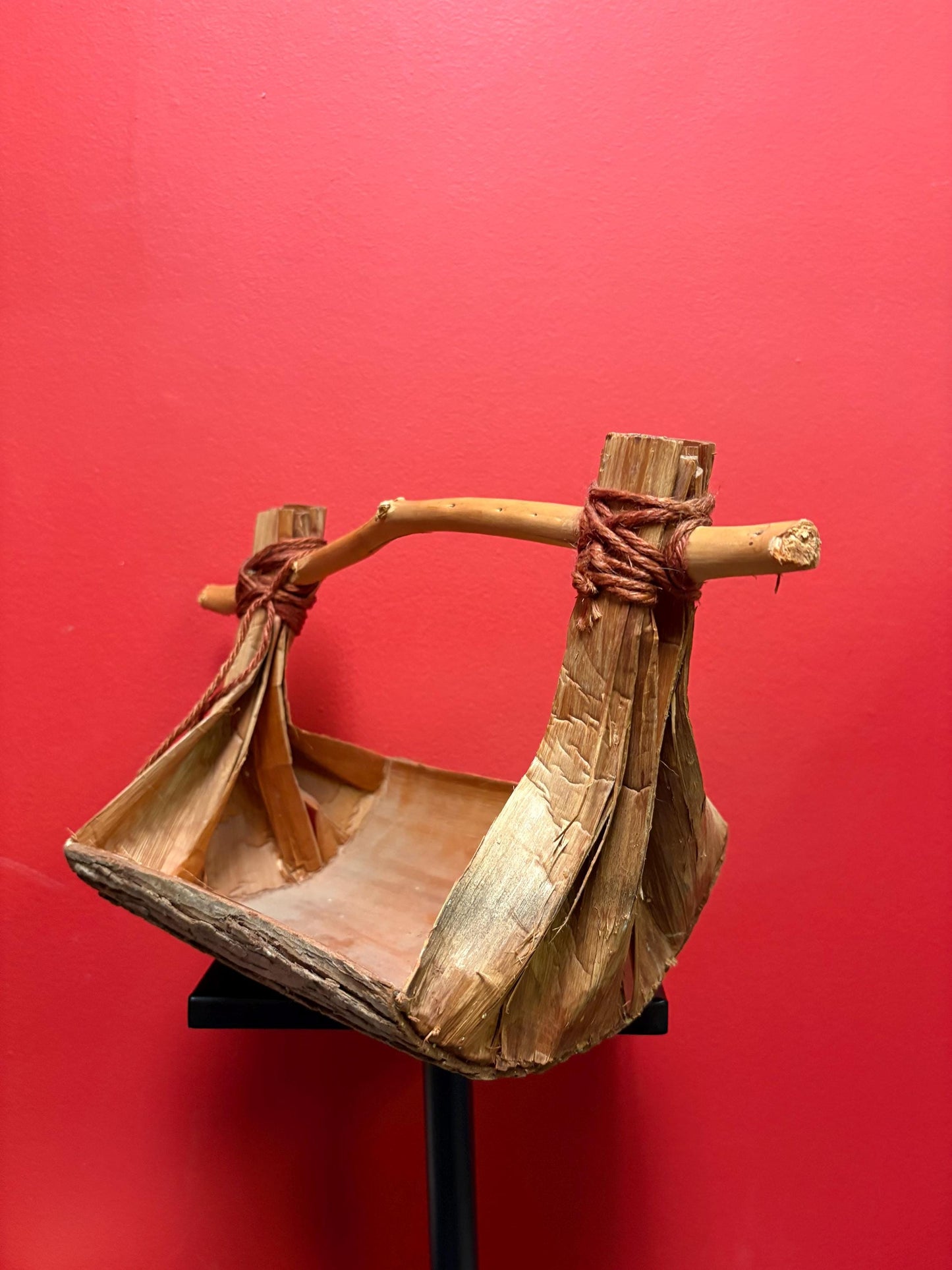 Beautiful indigenous first nations west coast cedar bark bailer 13 x 8 x 9 inches high good condition