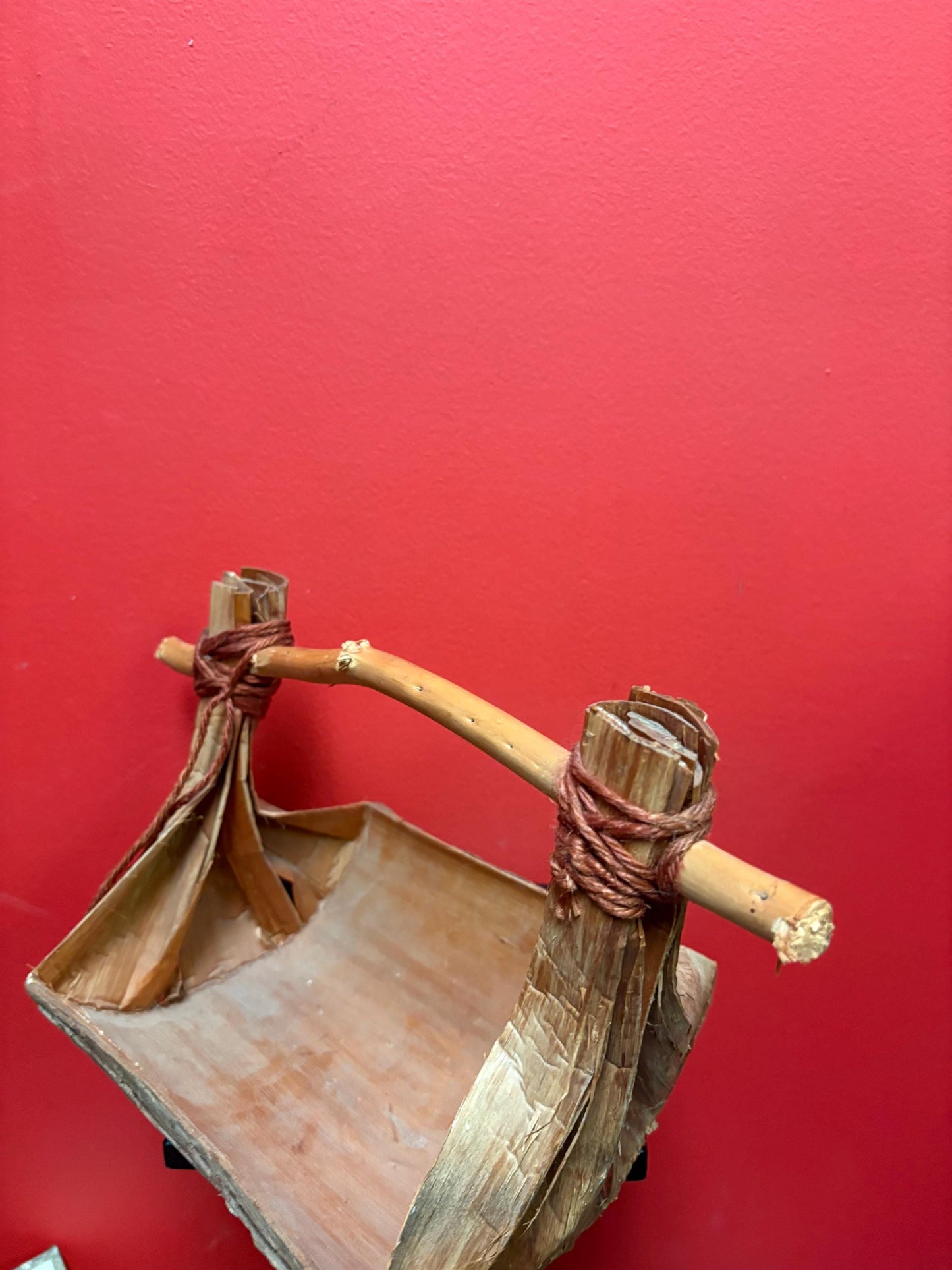 Beautiful indigenous first nations west coast cedar bark bailer 13 x 8 x 9 inches high good condition