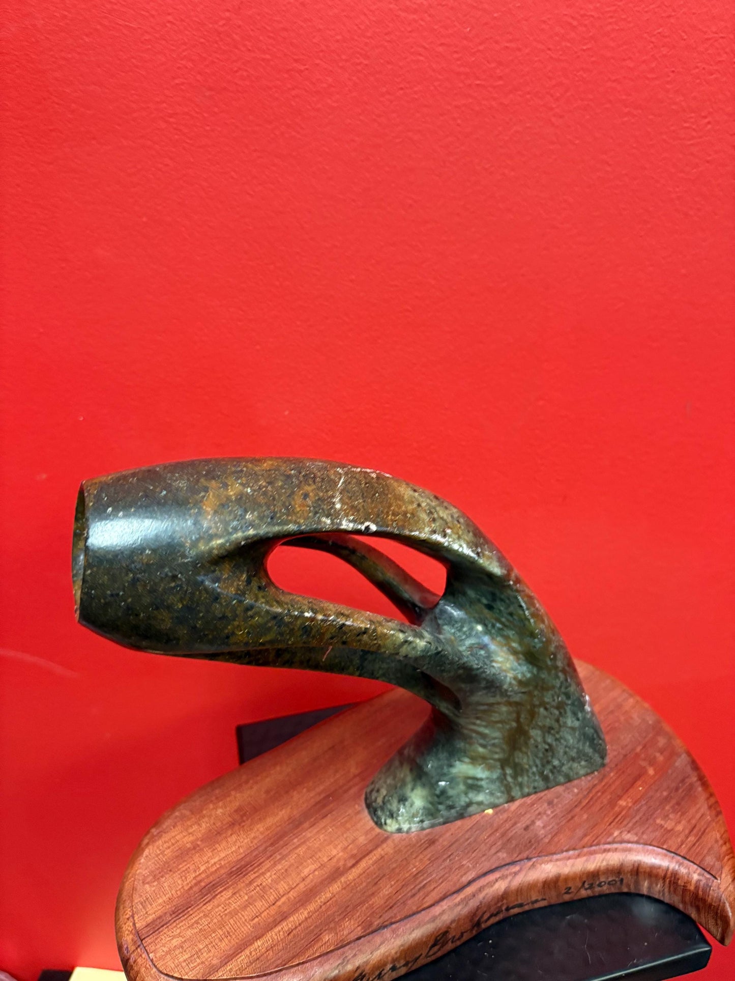 Stunning signed Inuit soapstone stone yonic statue   12 x 9 high and truly a wonderful piece of art