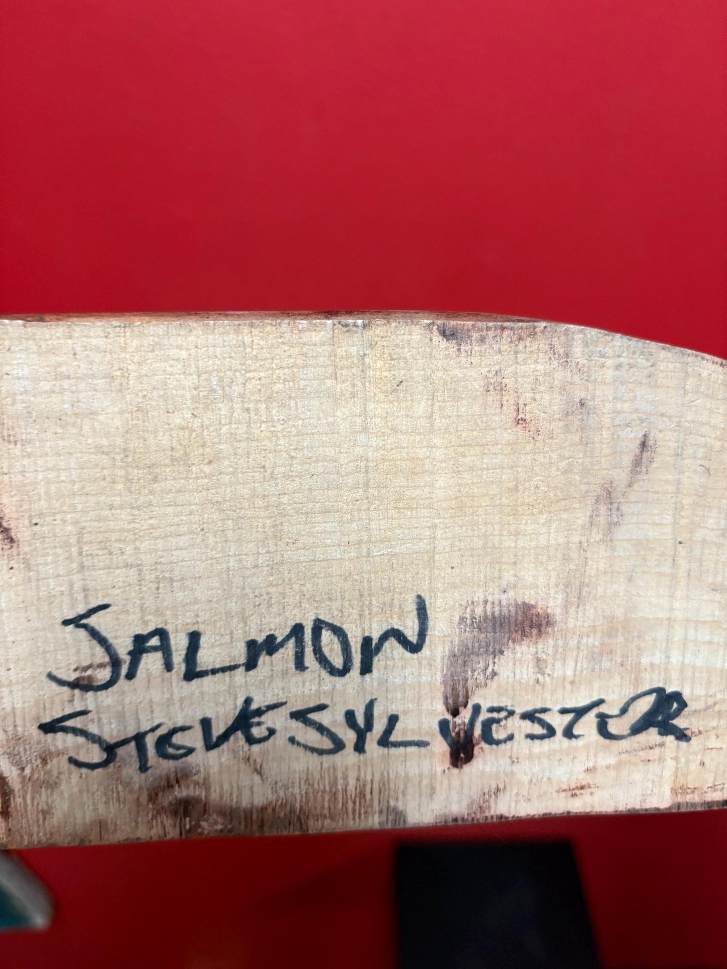 Lovely indigenous first nation Pacific north West Coast signed Steve Sylvester 15 x 4 cedar salmon   needs hanger and great value