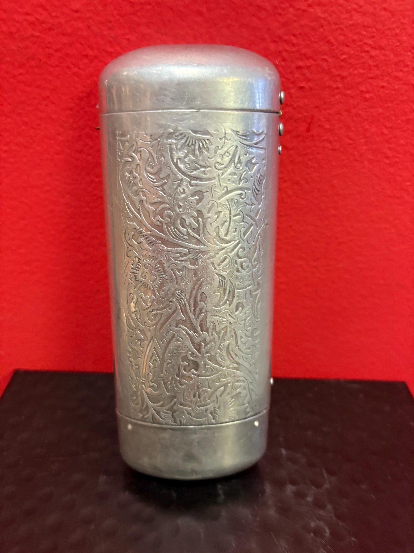 Asian heavily decorated metal box multipurpose - 6 x 2 wide lightweight
