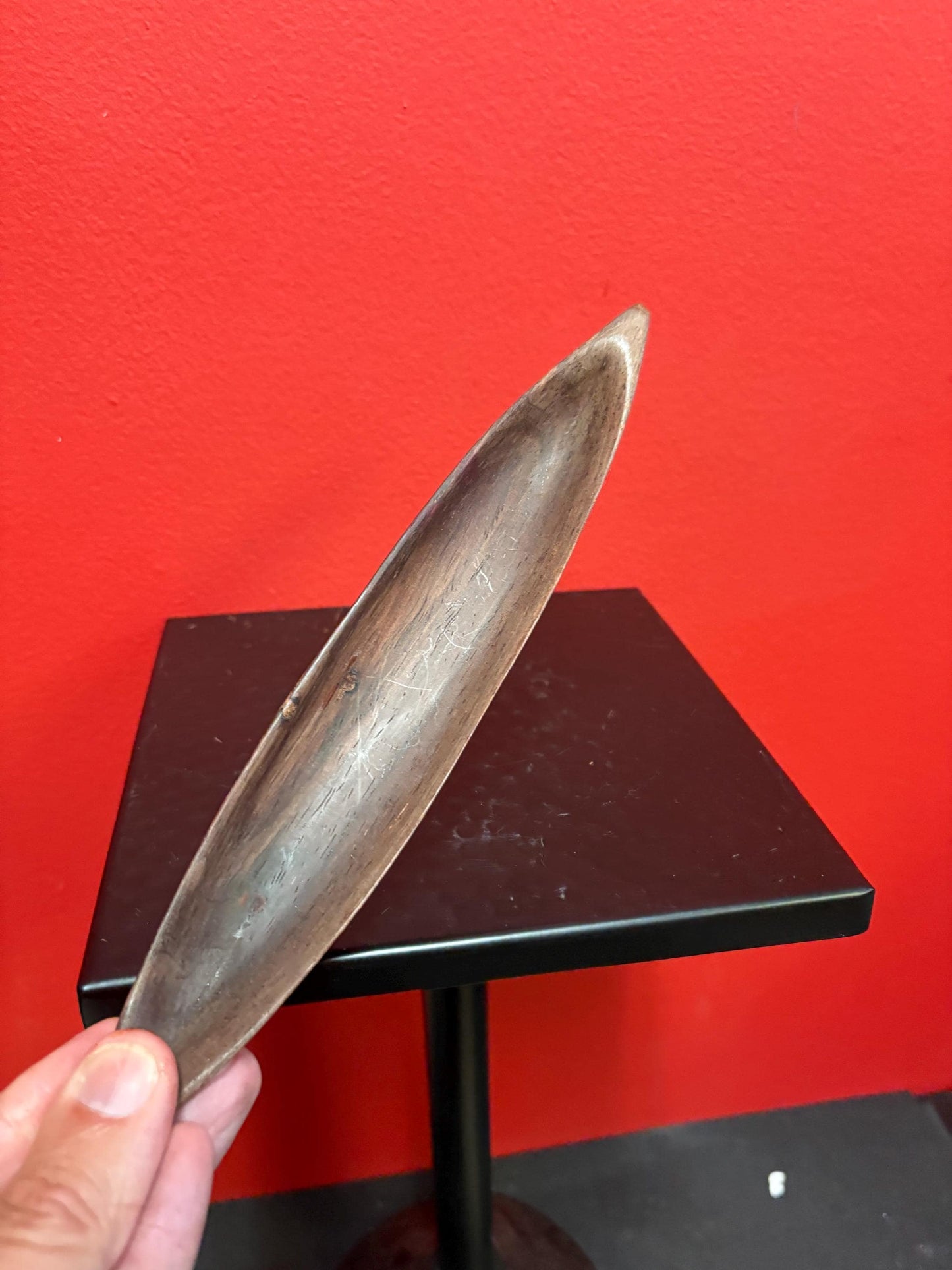 Lovely 9 inch  indigenous wooden model  canoe  simple and elegant