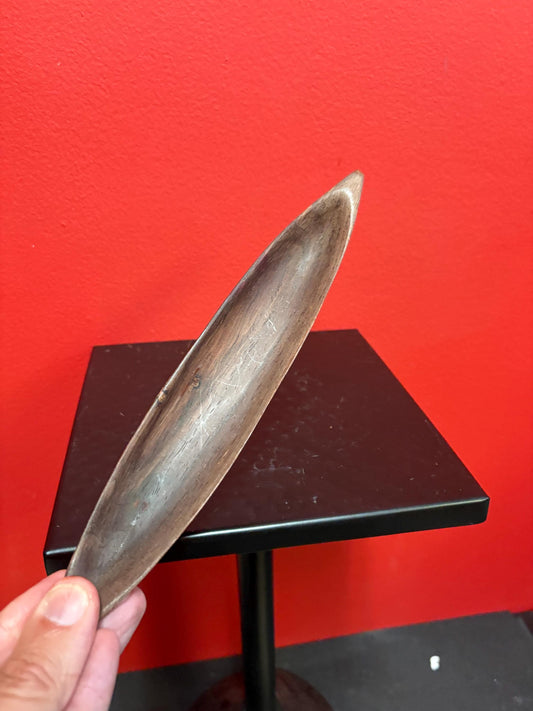 Lovely 9 inch  indigenous wooden model  canoe  simple and elegant