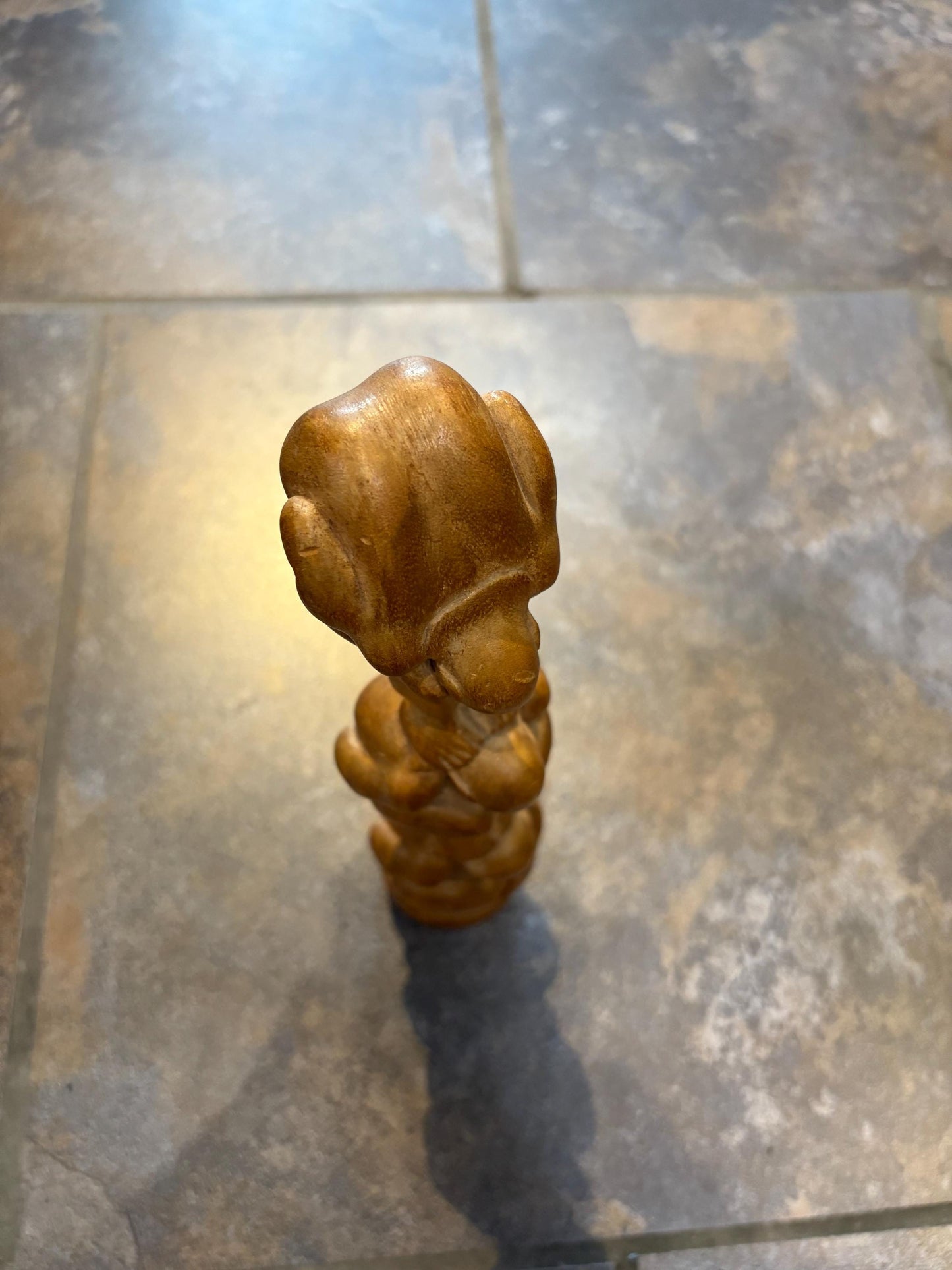 Beautiful THAI wooden weeping Buddha statue serene and calm figure and perfect gift 11.5 inches tall