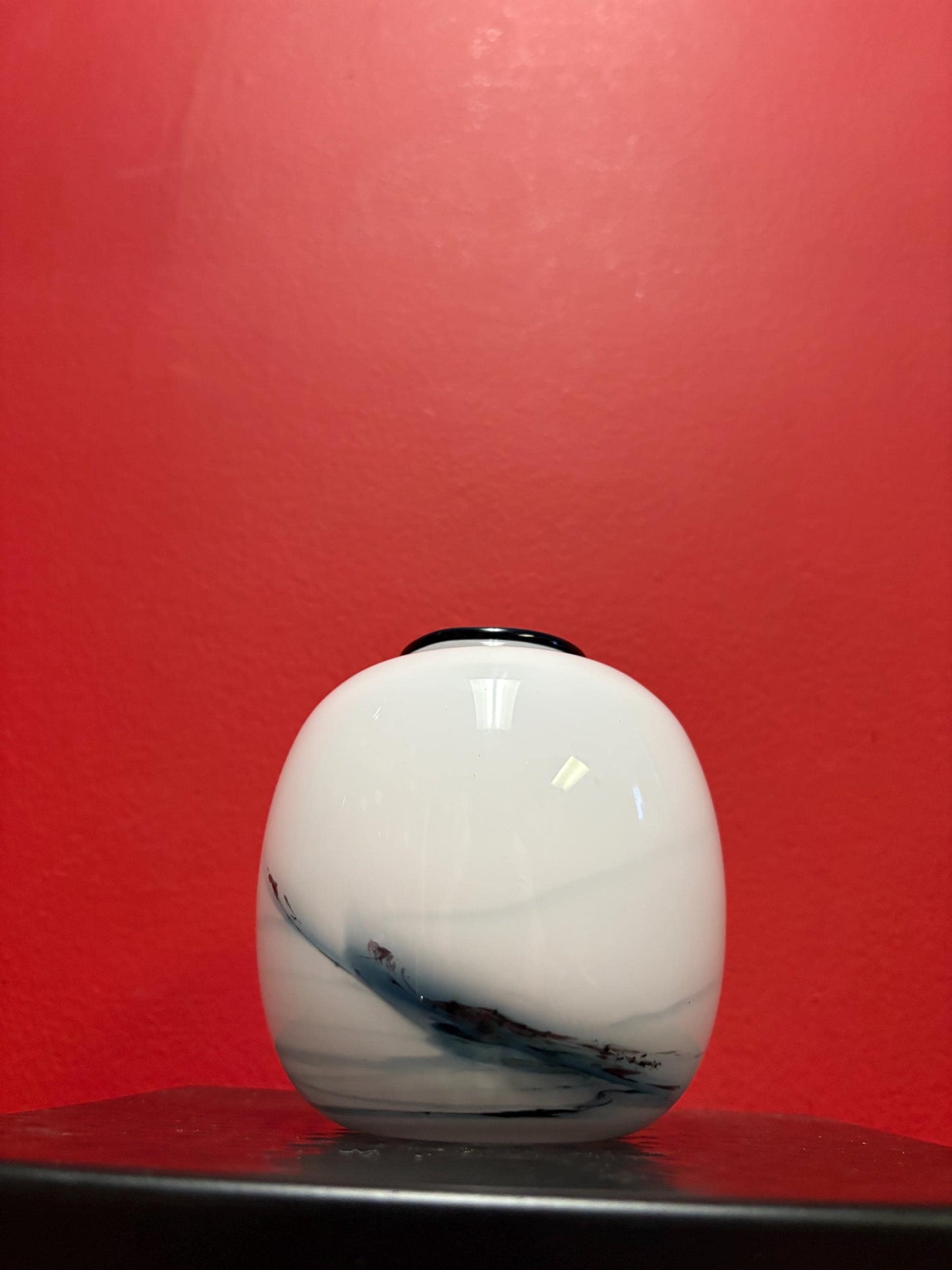 Danish Holmgaard Michael Bang glass vase 1970 mint condition rare - 5 inches tall - wow