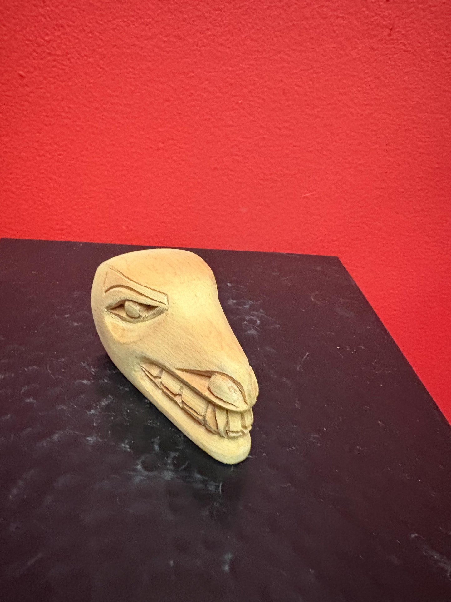 Beautiful indigenous first Nations pacific West Coast 3 inch long cedar thunderbird statue miniature feast bowl wow signed