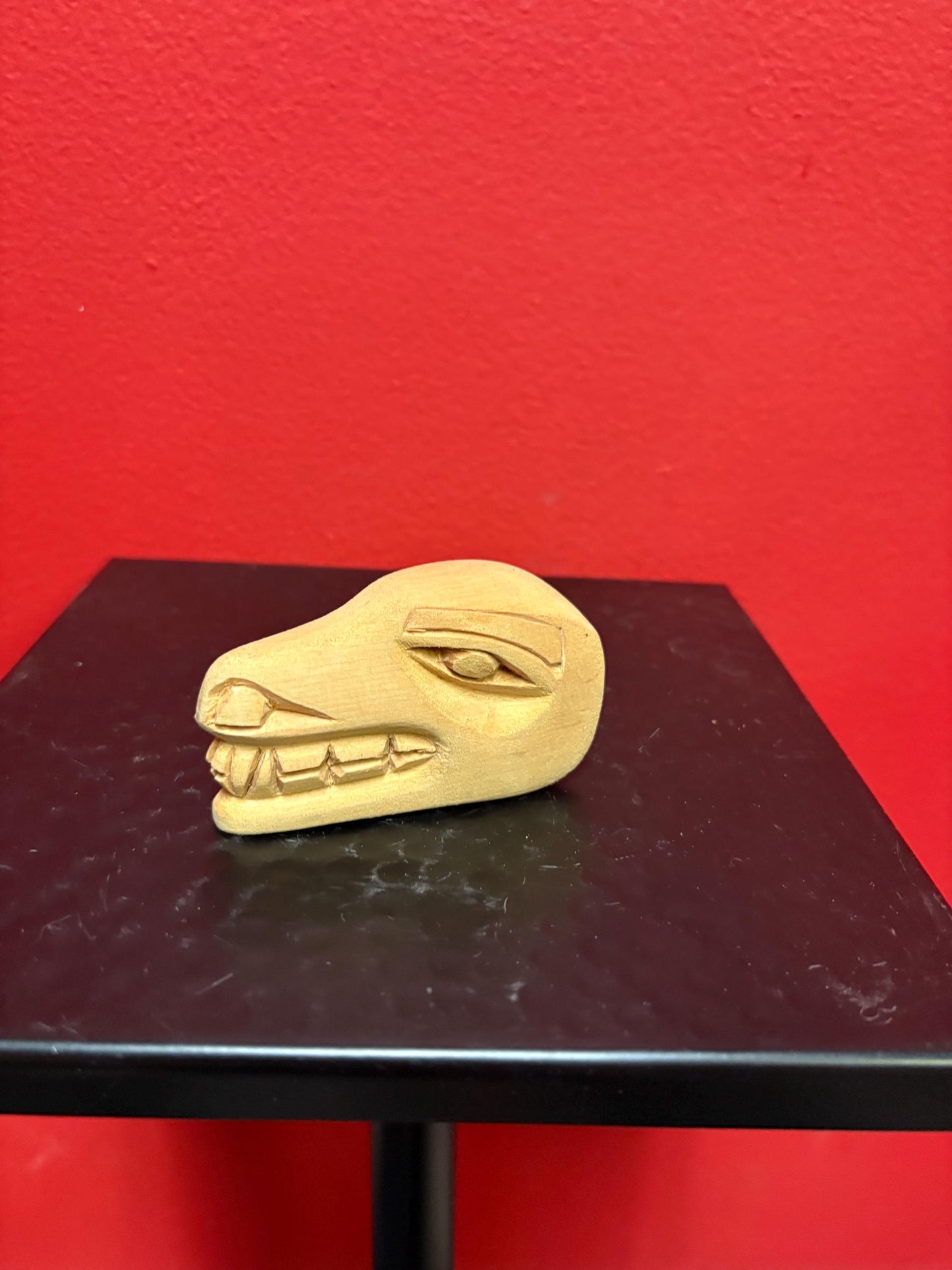 Beautiful indigenous first Nations pacific West Coast 3 inch long cedar thunderbird statue miniature feast bowl wow signed