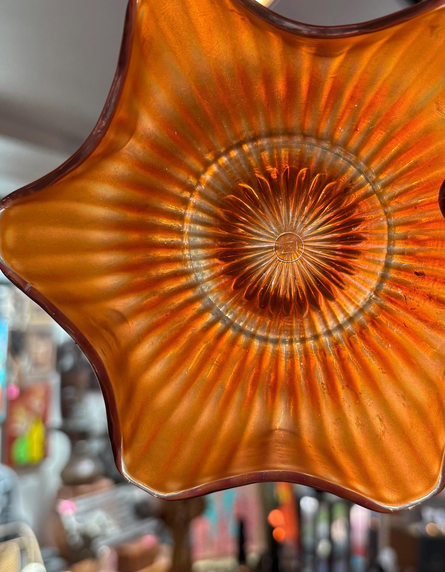 Lovely 6 inch carnival glass dish in perfect condition