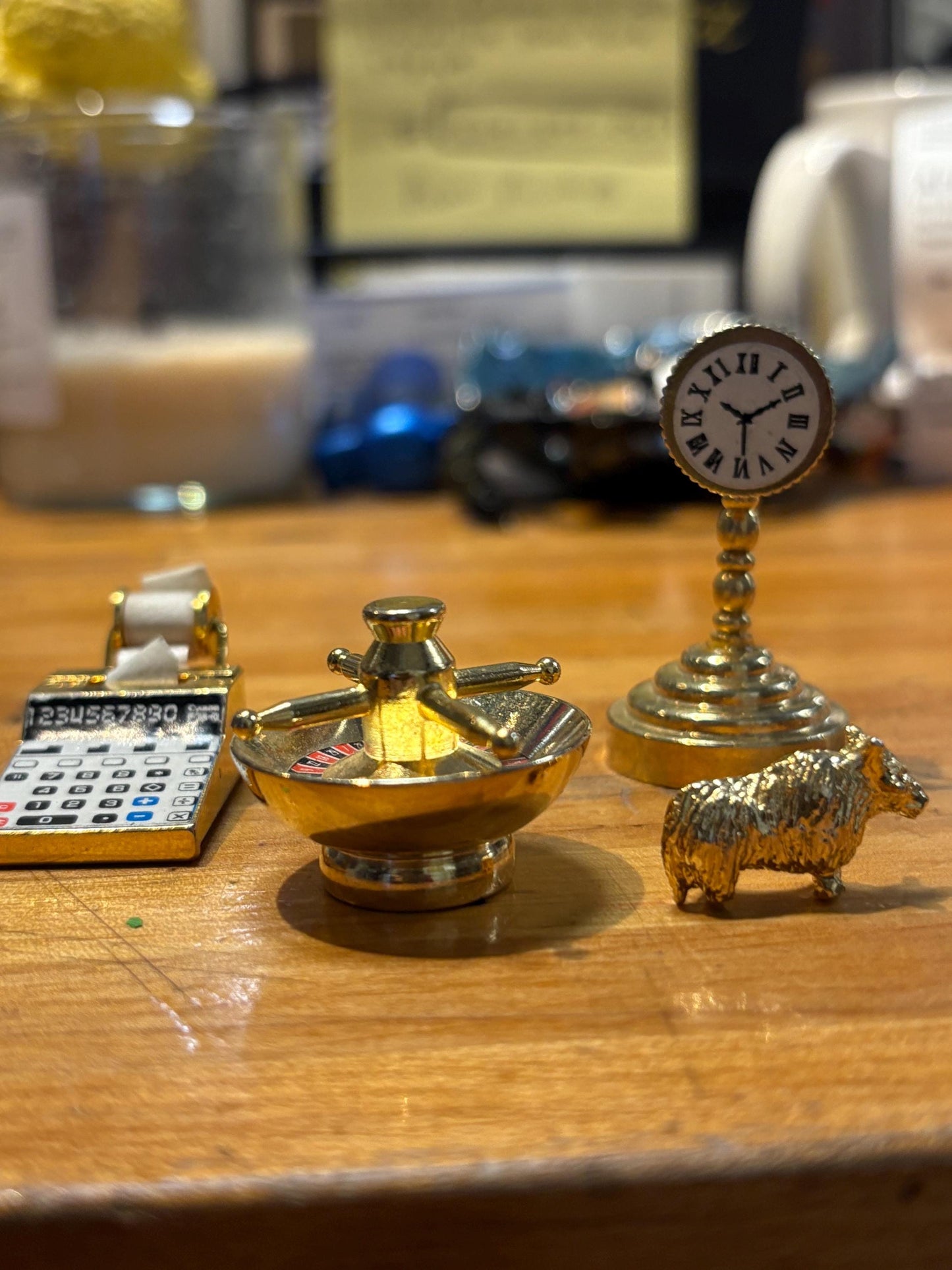 Cool lot of four vintage brass pieces 2 inches tall and less fun gifts great value for all