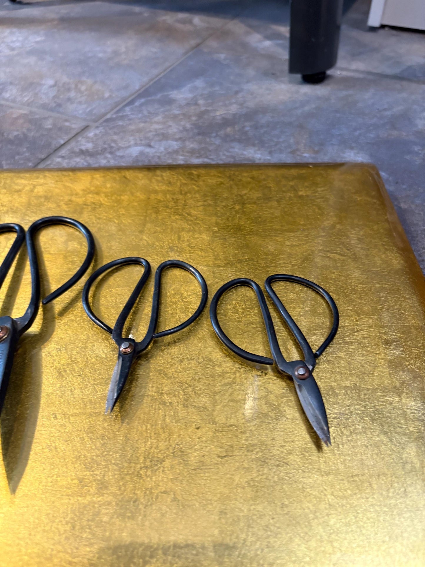 Fabulous lot of three Japanese antique bonsai scissors - good antique condition and largest signed 7 and 4 inches long