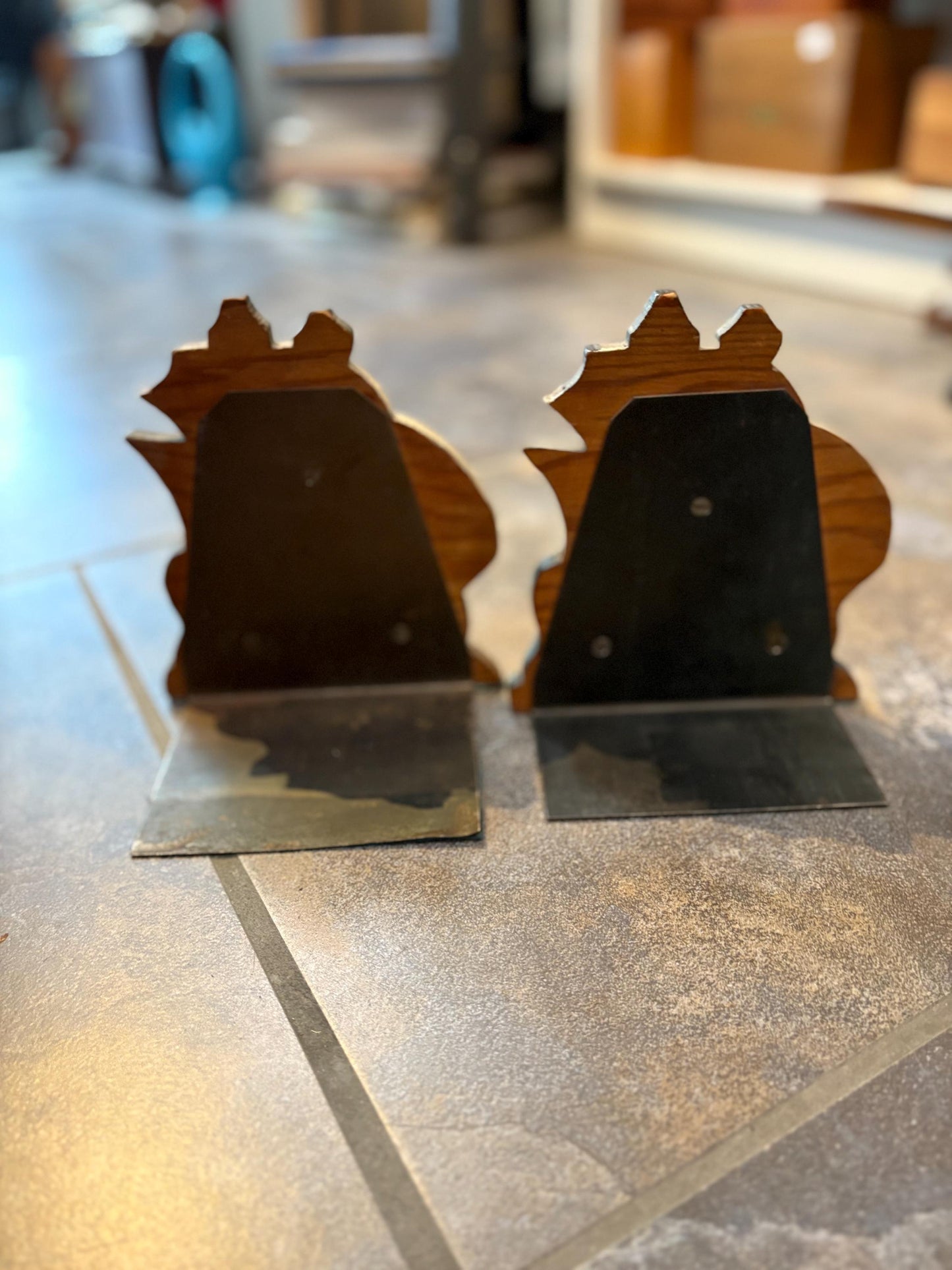 Beautiful vintage 7 x 6 wide wooden Viking ship bookends great for display or gift