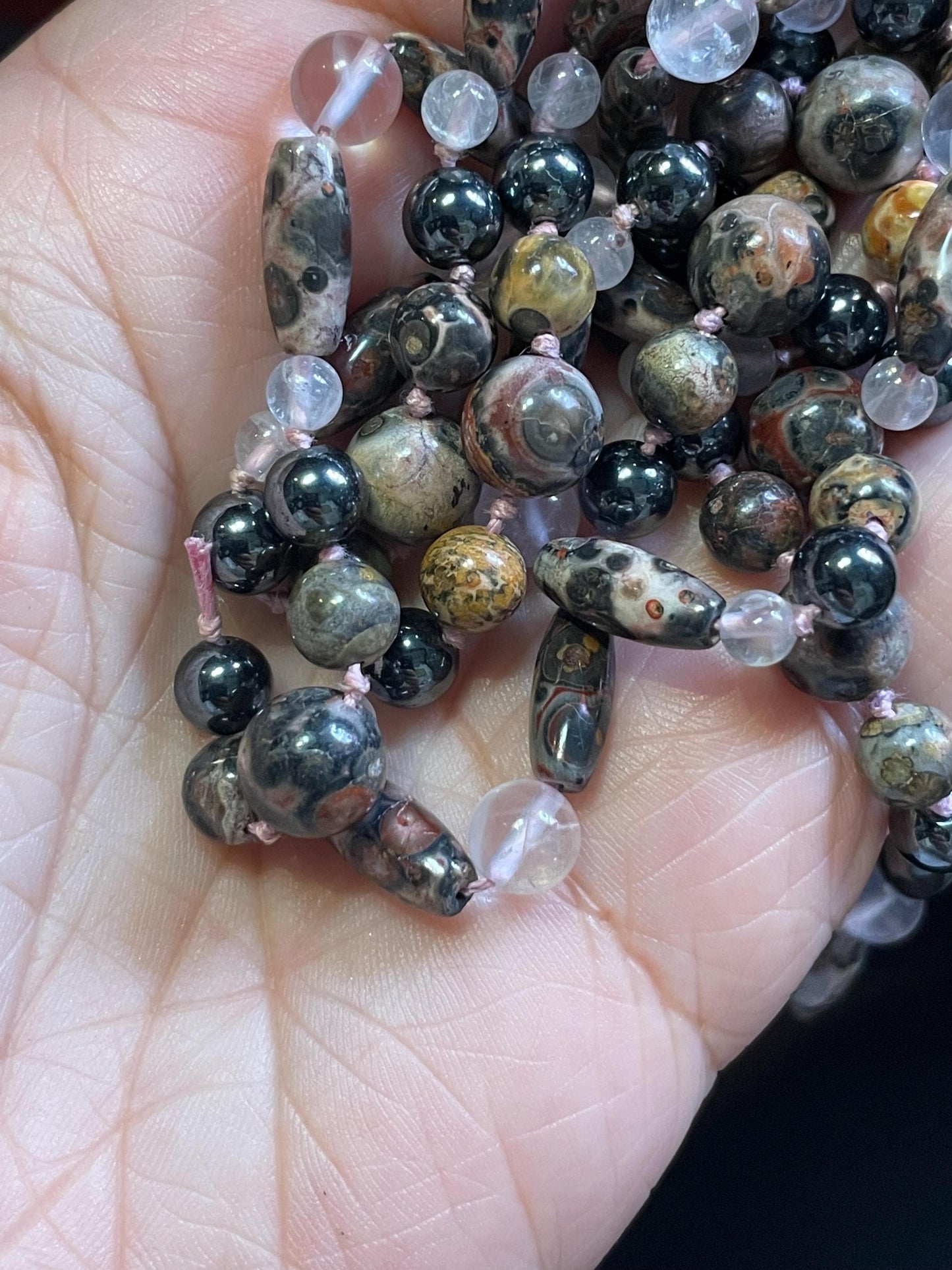 String of Glass and Stone beads approx 34.5 inches very pretty
