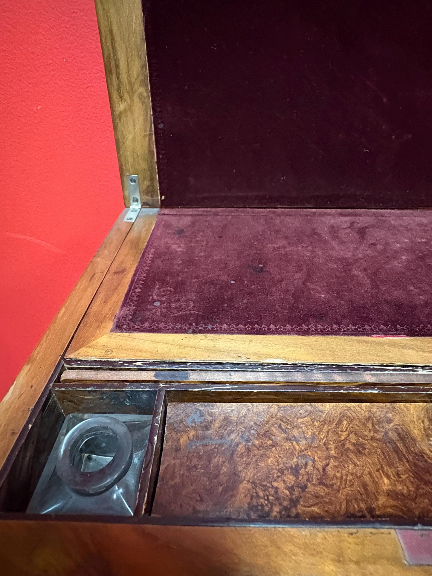 Fabulous 19 century walnut laptop desk with two layers - 13 x 9 x 5 high with very minor damage really beautiful example - great gift