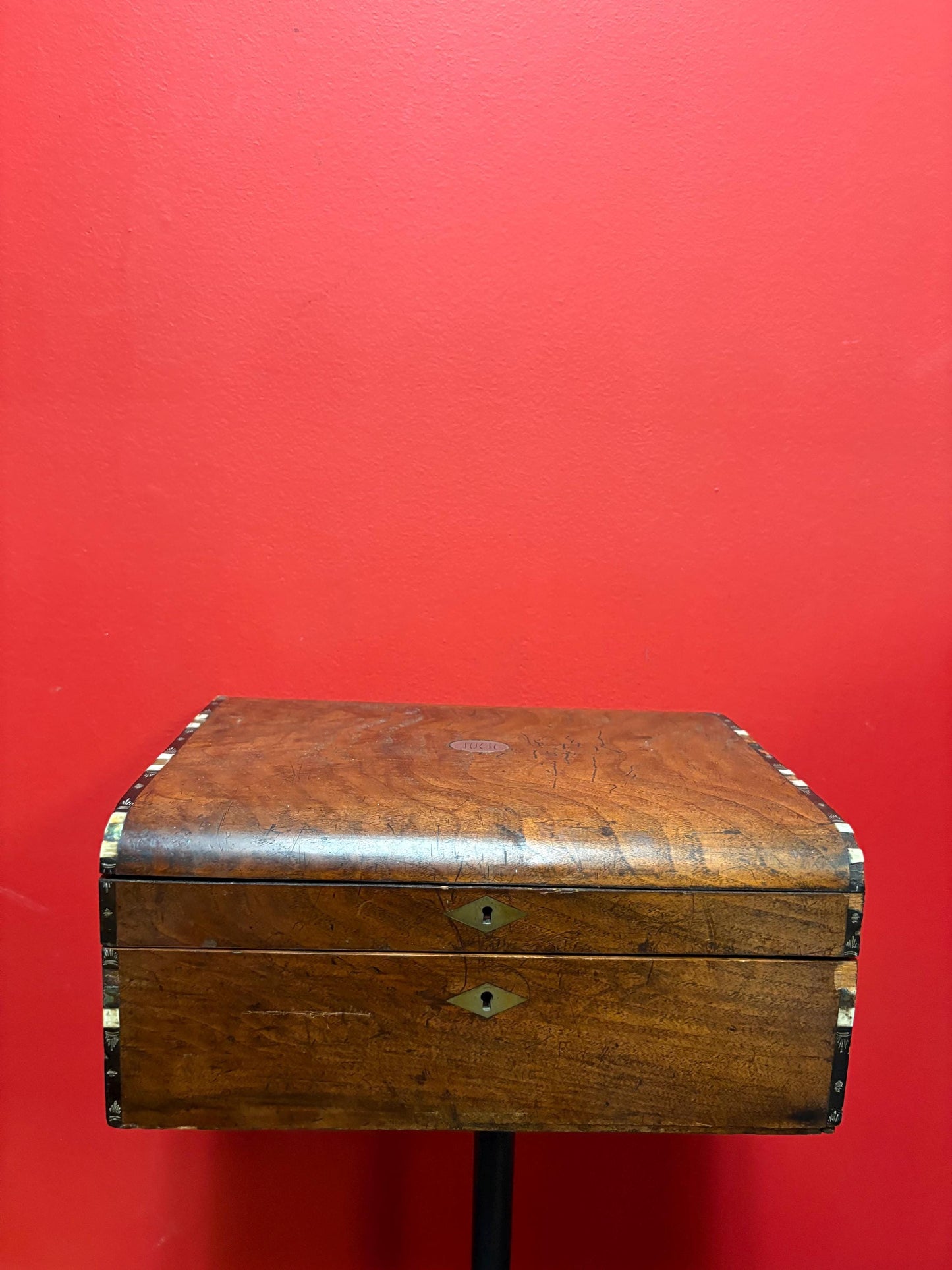 Fabulous 19 century walnut laptop desk with two layers - 13 x 9 x 5 high with very minor damage really beautiful example - great gift