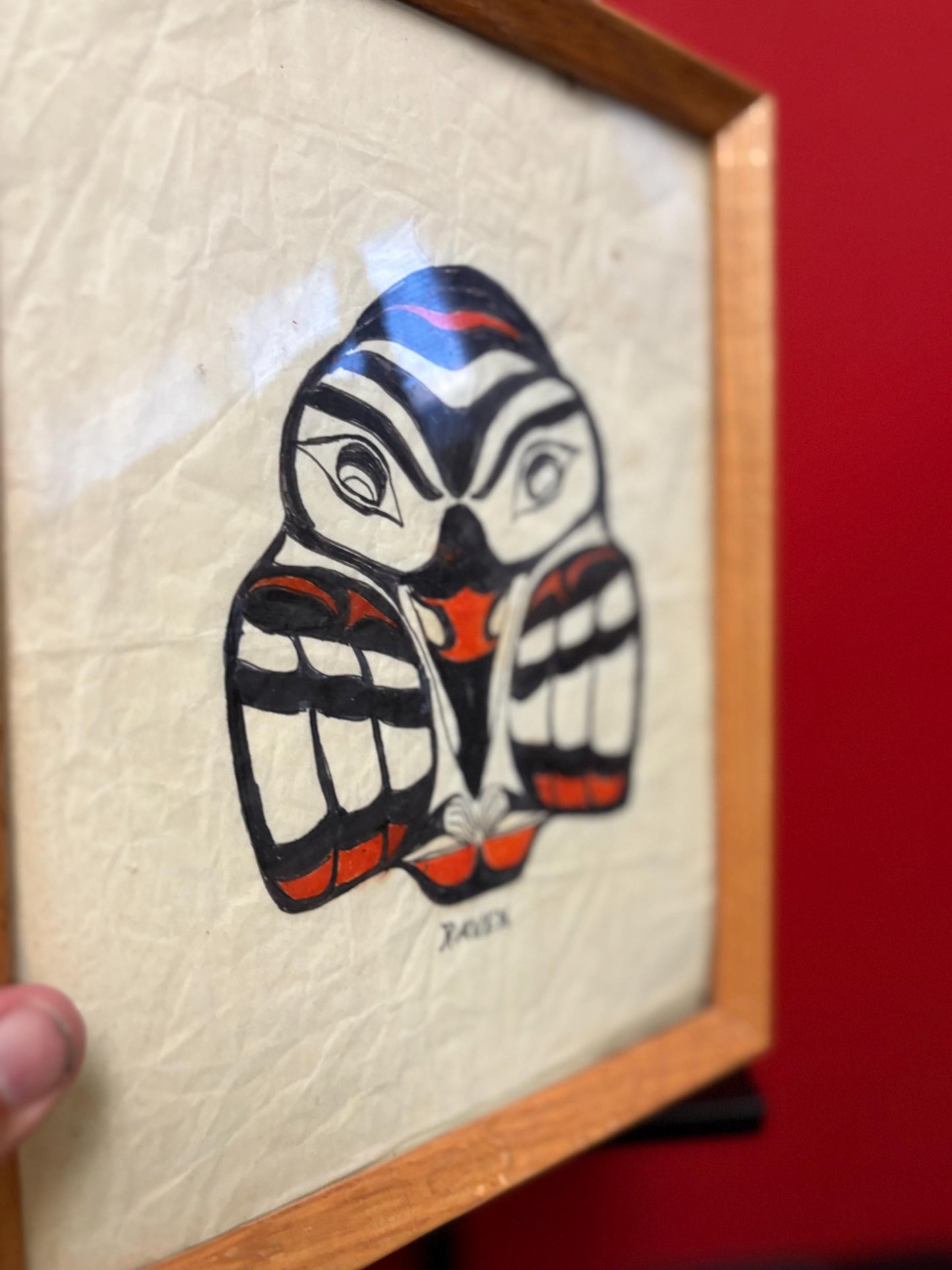 Beautiful indigenous first nations Pacific Northwest Coast original painting on paper of a raven - 11 x 9 needs hanger