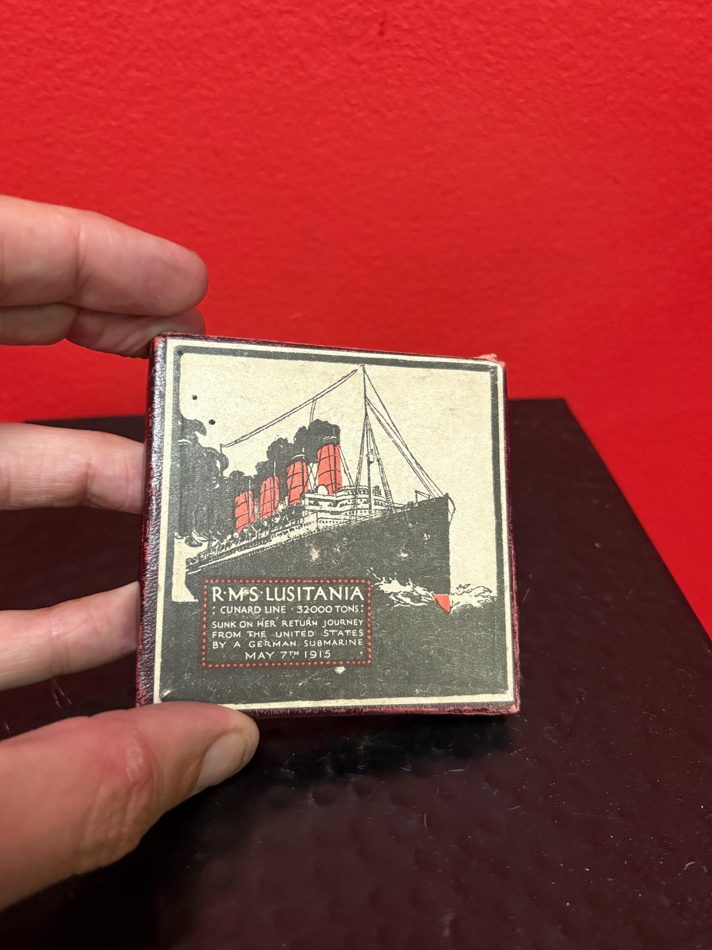 Beautiful German naval bronze 2.5 inch medal celebrating the LUSITANIA with paperwork in original box German naval memorabilia
