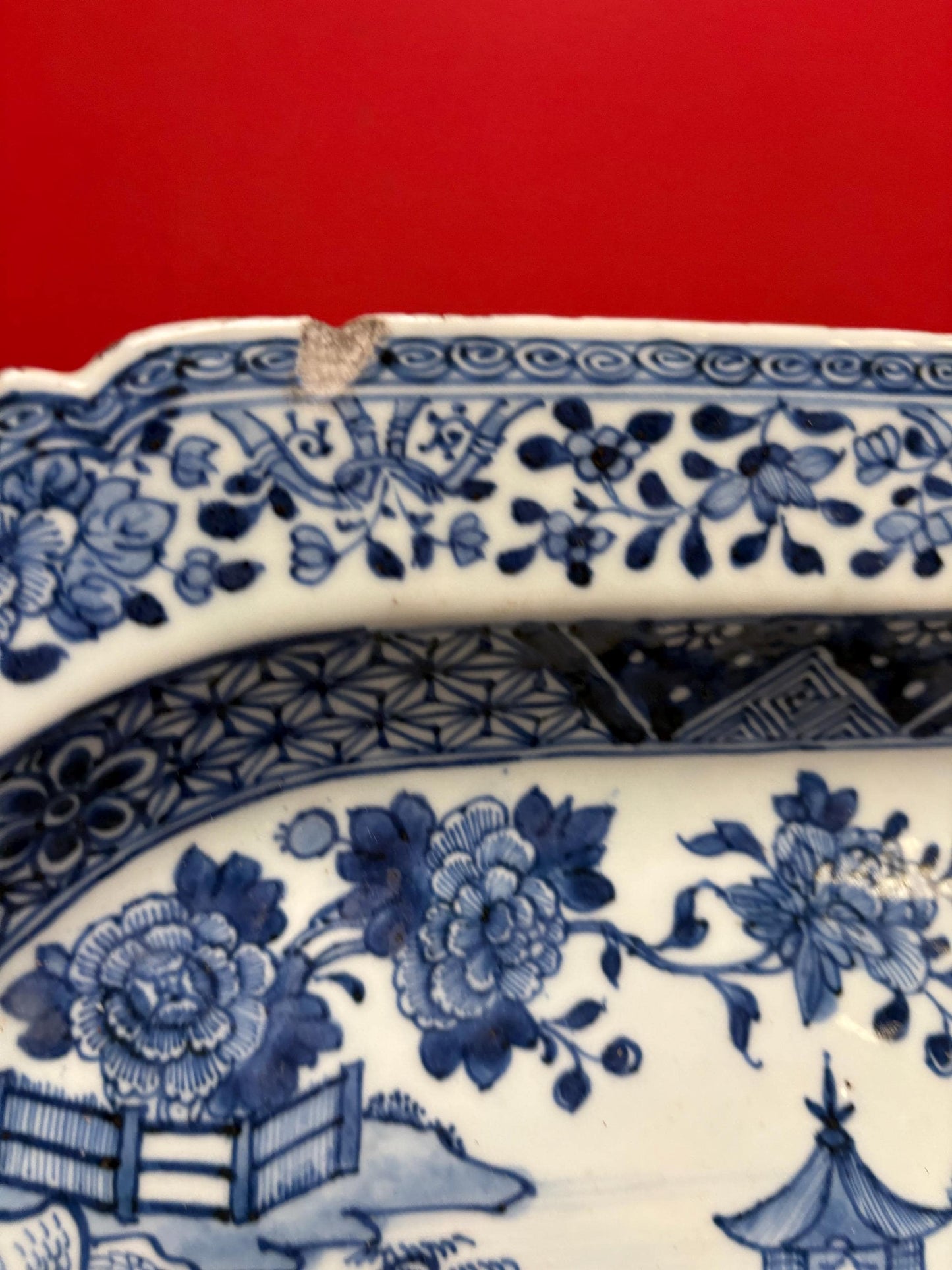 Stunning antique Chinese 14.5 x 11 wide - approximately 18 century with one chip lovely decor