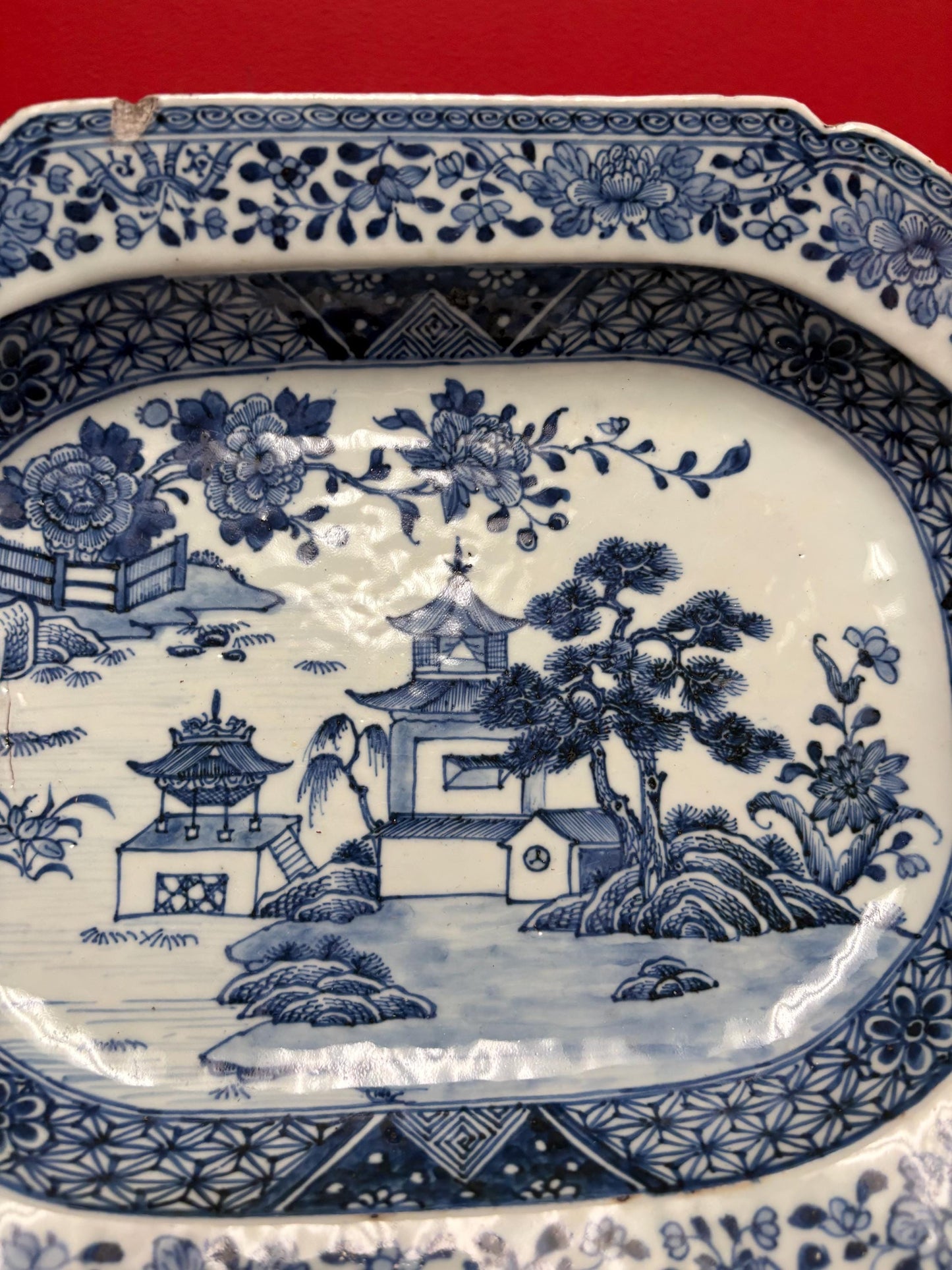 Stunning antique Chinese 14.5 x 11 wide - approximately 18 century with one chip lovely decor