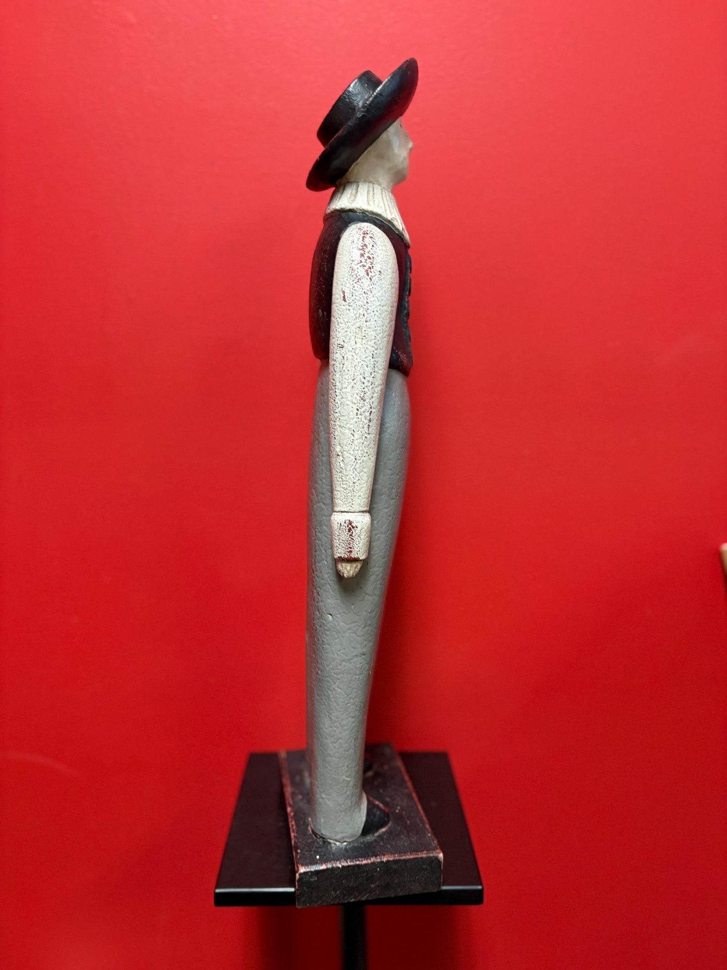 Beautiful older vintage heavy wooden folk art Amish statue of a man - approx 22 inches wow