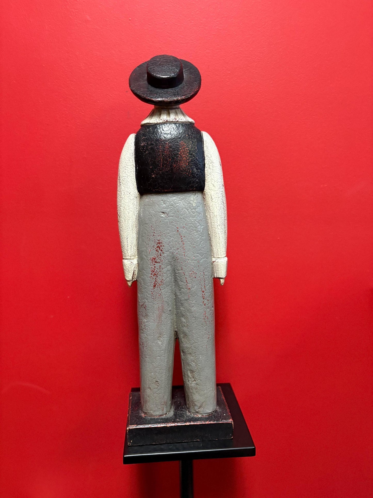 Beautiful older vintage heavy wooden folk art Amish statue of a man - approx 22 inches wow