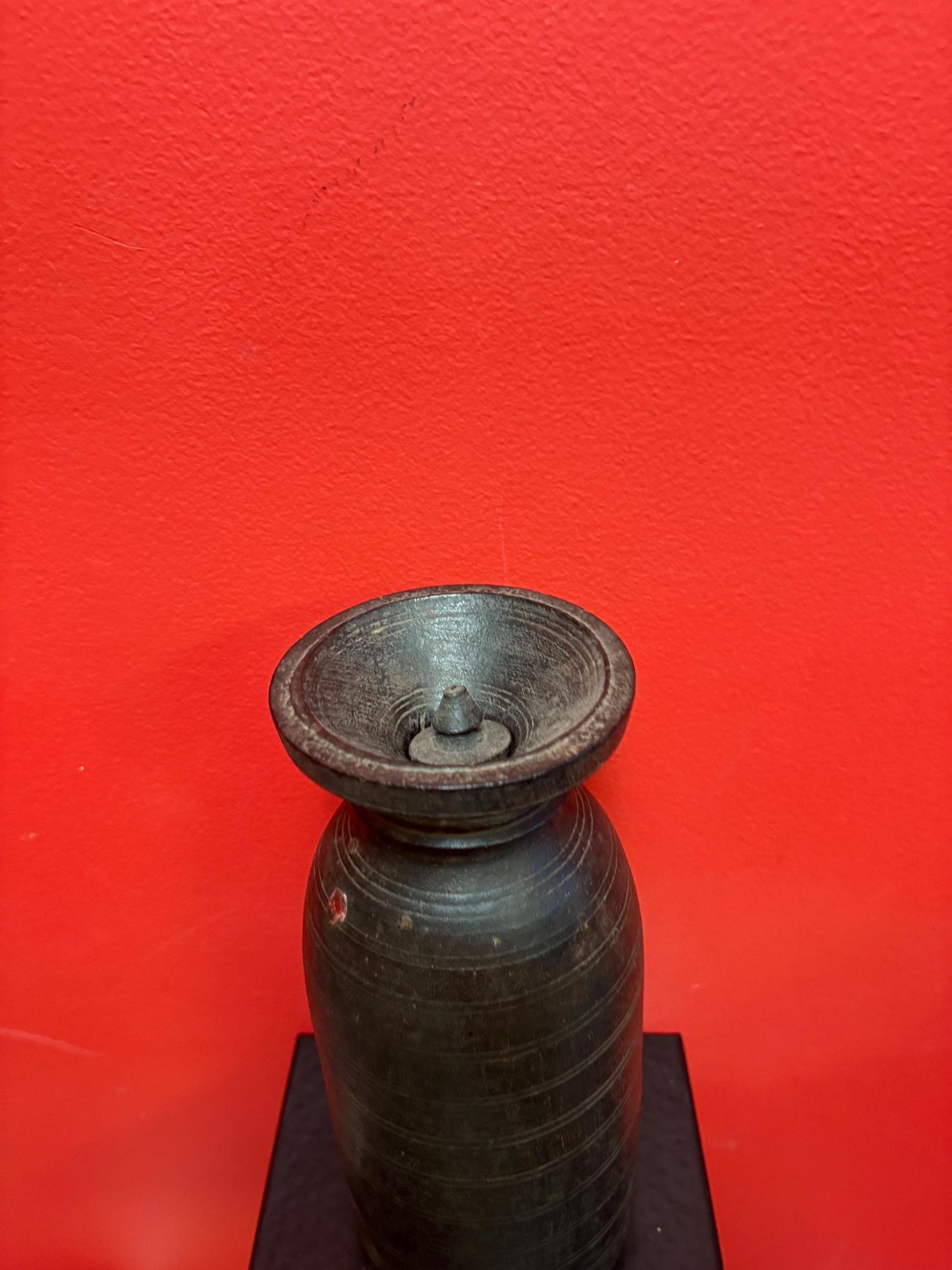 Gorgeous antique19th century Nepalese 11 inch tall wooden salt pot great patina wow