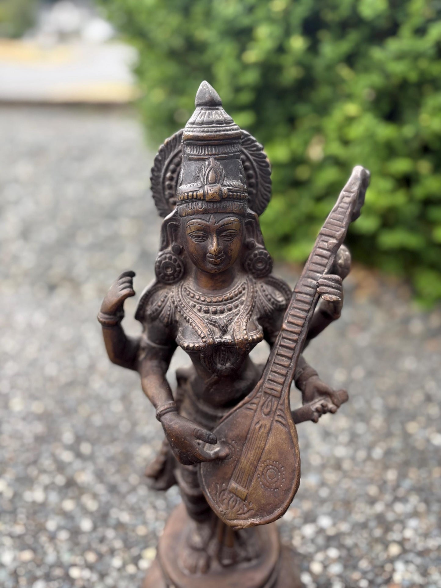 Stunning 19th century Southeast Asian SARASWATI Statue - Wonderful patina - 19 inches tall - great detail perfect gift - RS