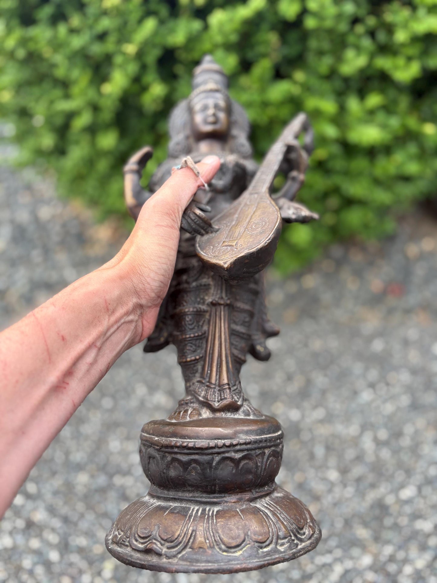 Stunning 19th century Southeast Asian SARASWATI Statue - Wonderful patina - 19 inches tall - great detail perfect gift - RS