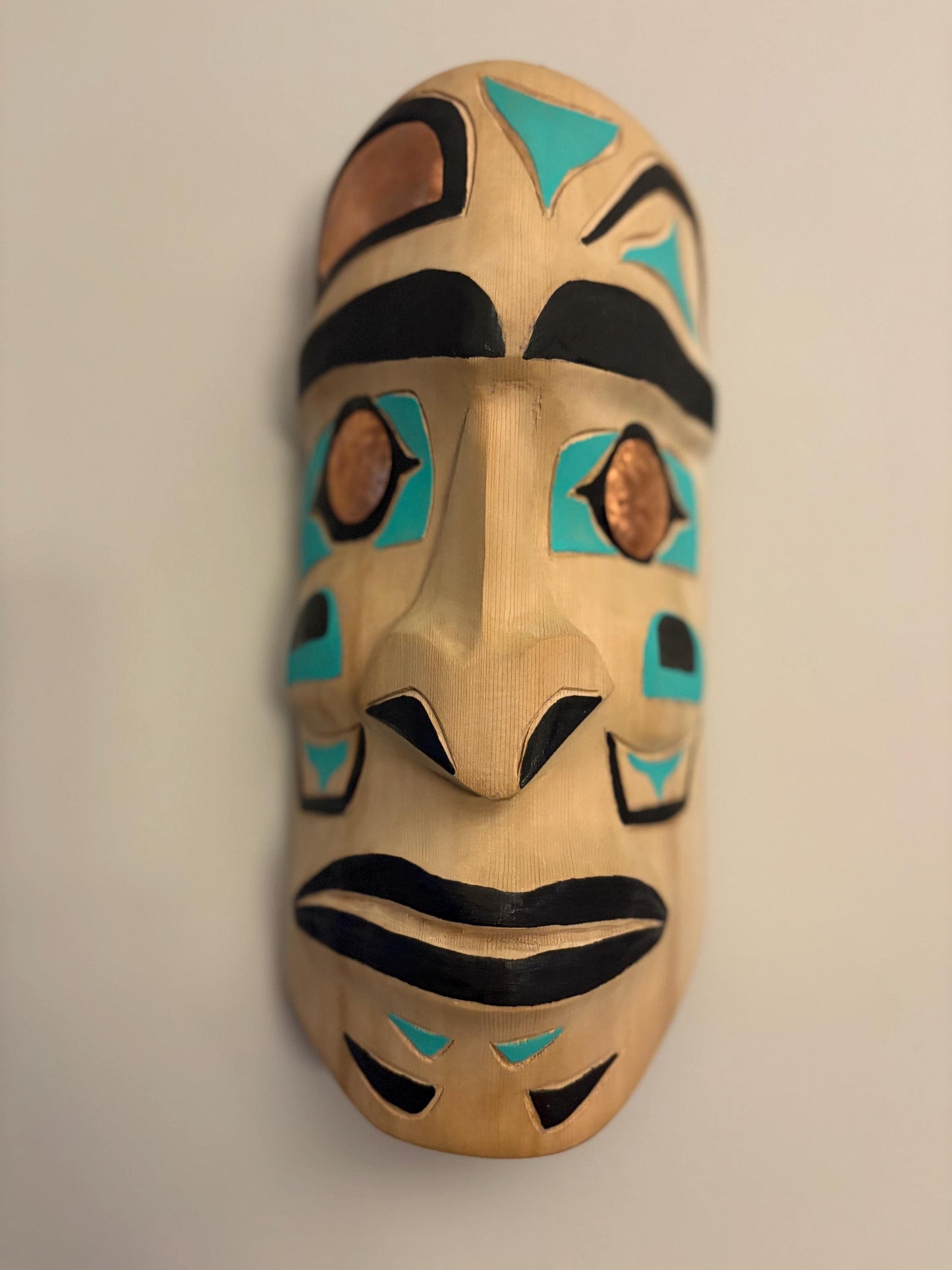 Stunning 12 inch Brad Joseph Junior indigenous native pacific north Northwest Coast mask Great detail fabulous colours wild man - RS