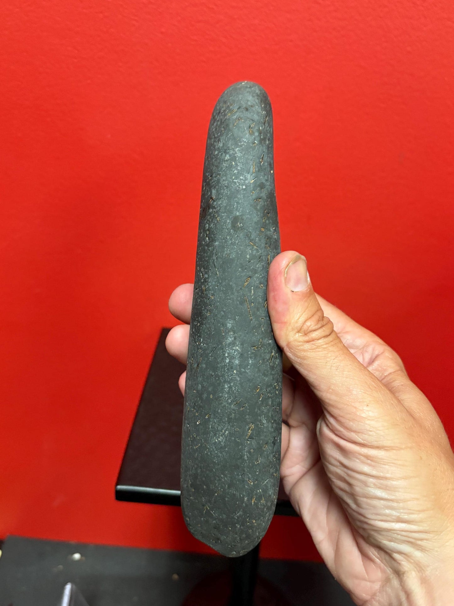 9 inch high authentic antique indigenous first nations Pacific Northwest Coast stone plummet tool from Vancouver Island collection