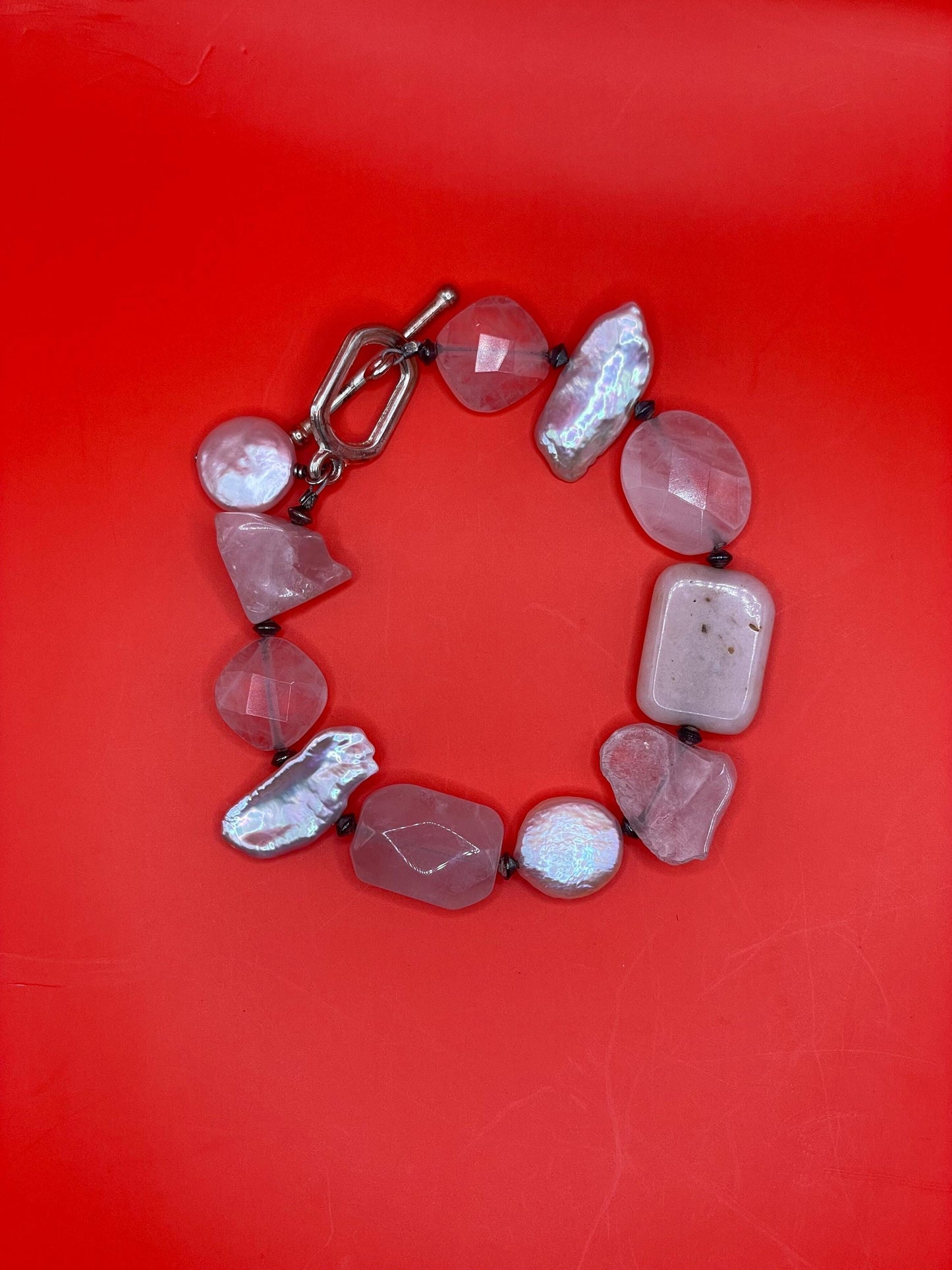 Rose Quartz and Shell Beaded Bracelet