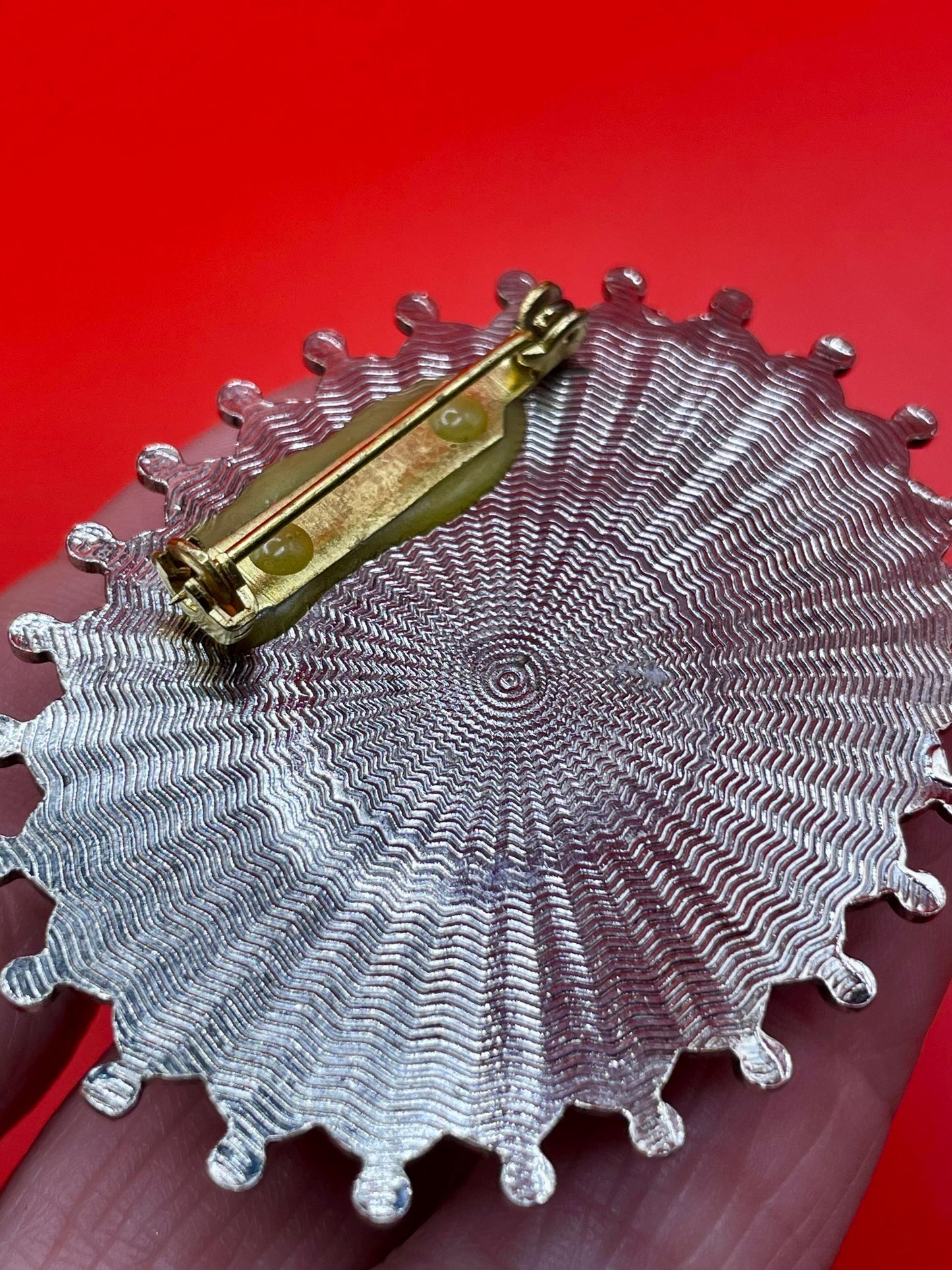 Hand Painted Enamel Brooch with Gilt Edging