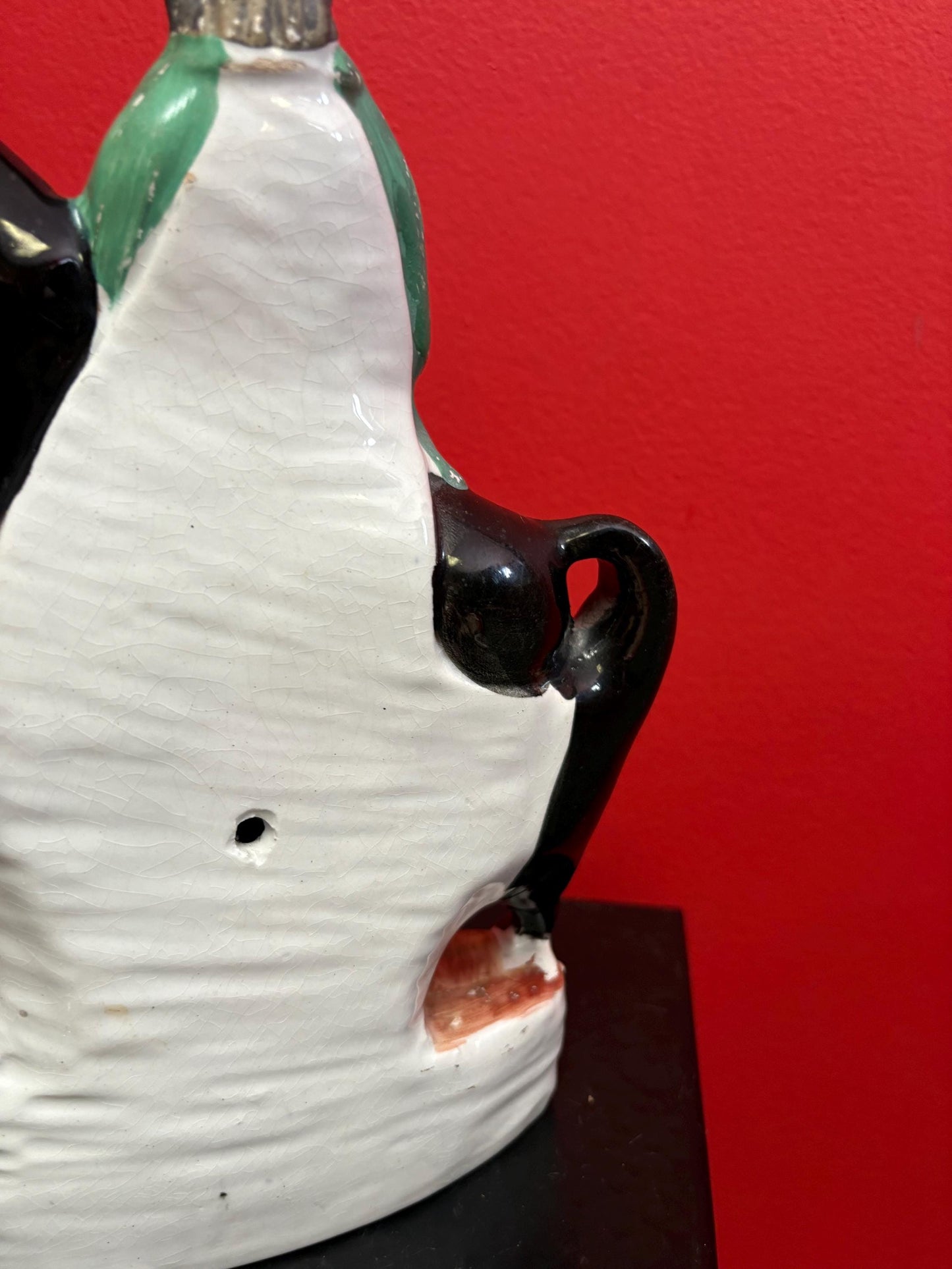 Lovely antique Staffordshire statue of a horse and Rider 10 inches tall pretty good condition. See photos.