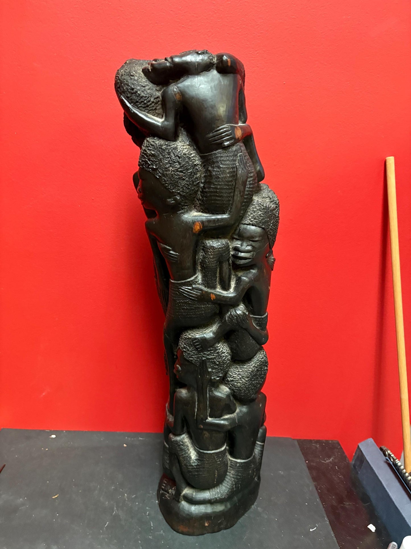 Magnificent antique African Makonde Ebony wood statue - 28 inches tall - 12 kg amazing detail - museum quality piece