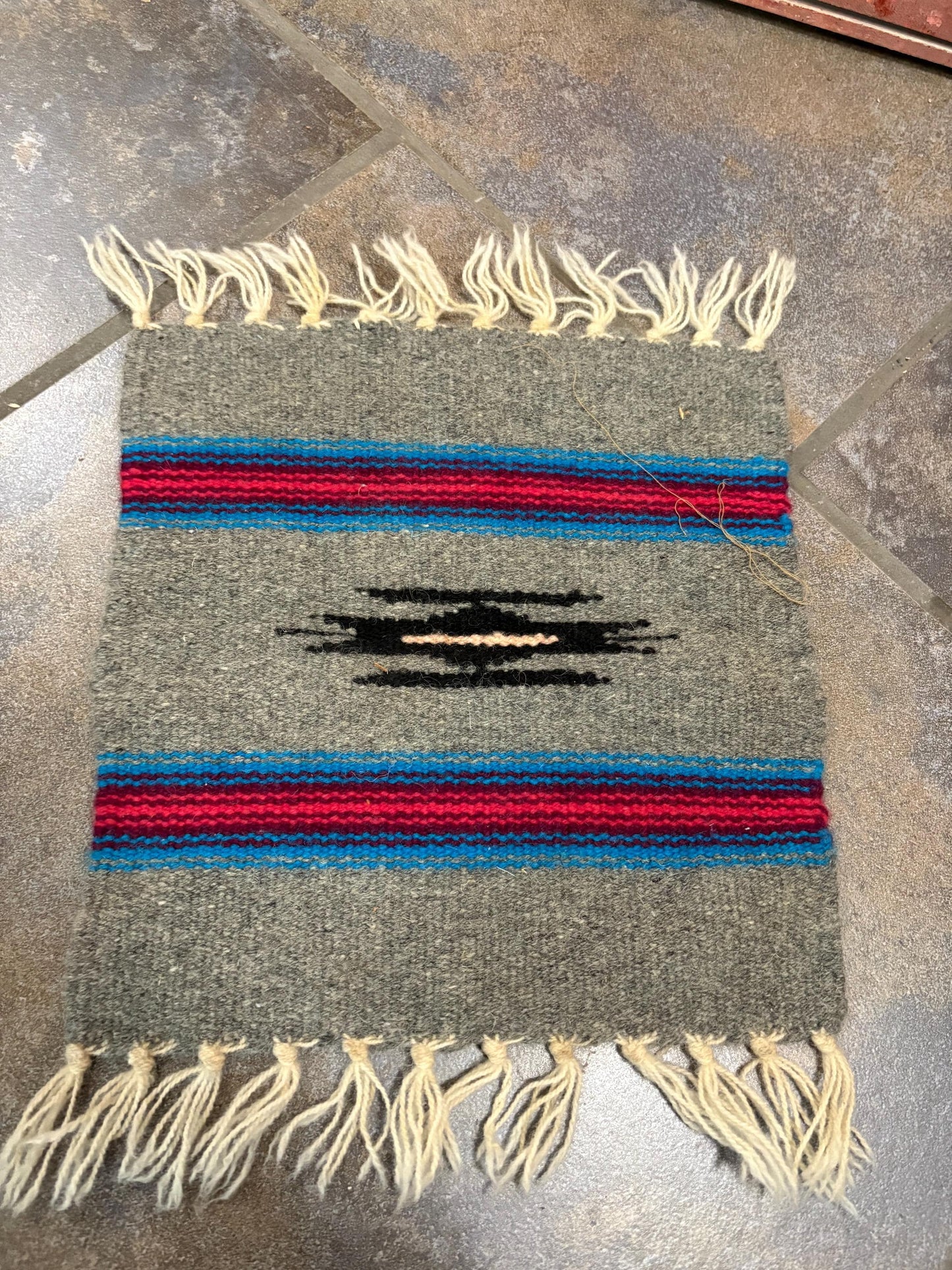 Beautiful Navajo hand woven wool textile approximately 14 x 10 wide great design and great condition