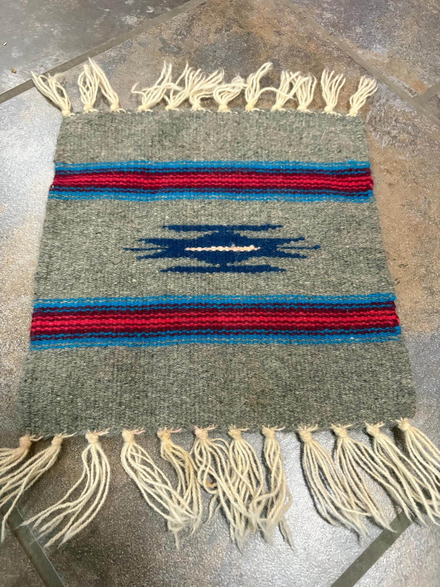 Beautiful Navajo hand woven wool textile approximately 14 x 10 wide great design and great condition
