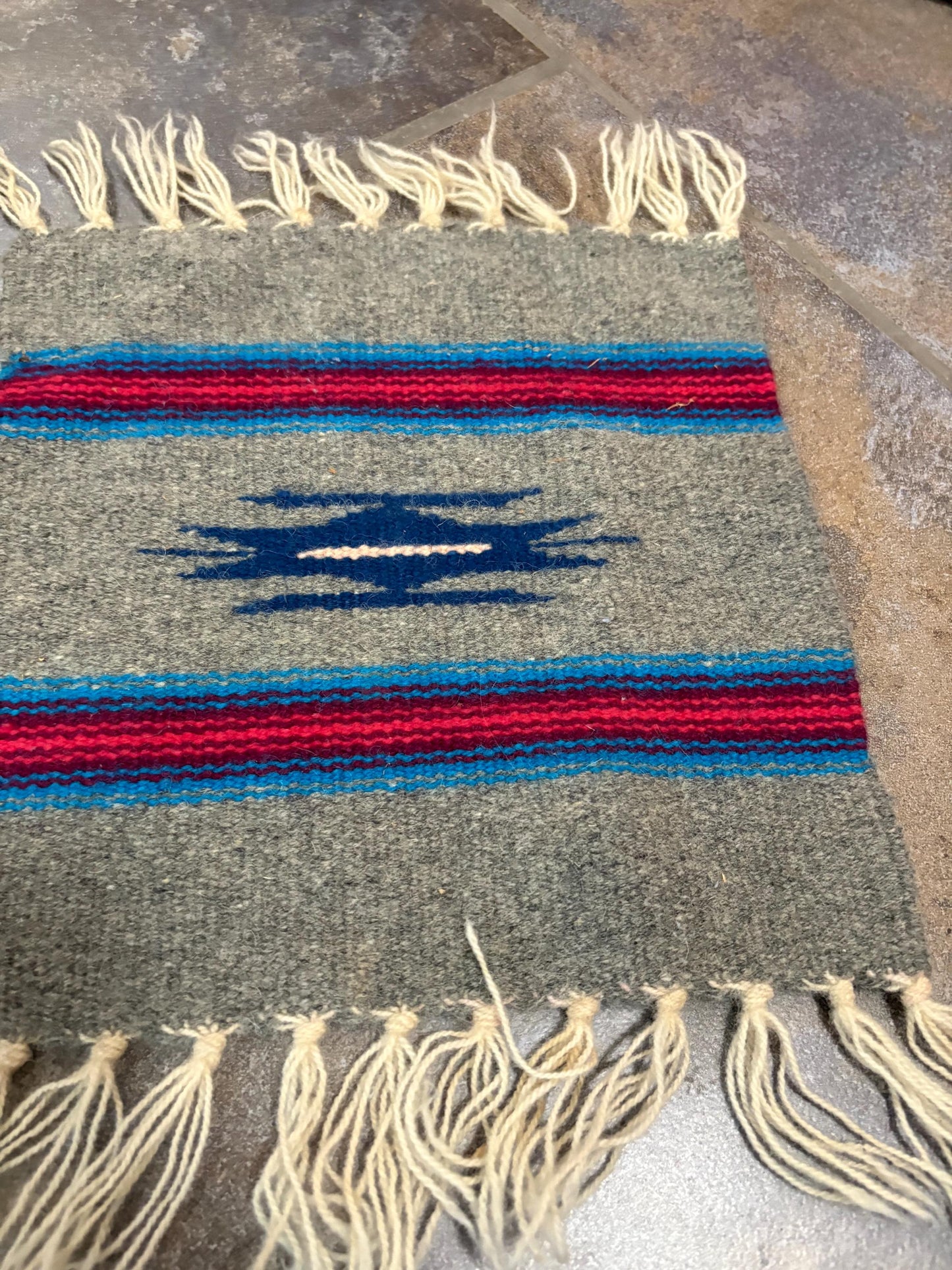 Beautiful Navajo hand woven wool textile approximately 14 x 10 wide great design and great condition