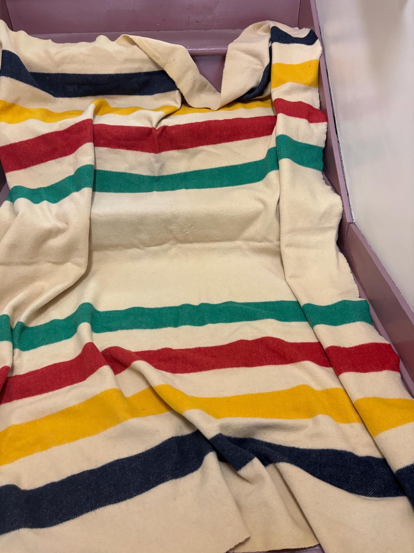 Beautiful authentic HBC Hudson Bay Company antique blanket - pretty good condition with couple issues so see photos - good value - HBC