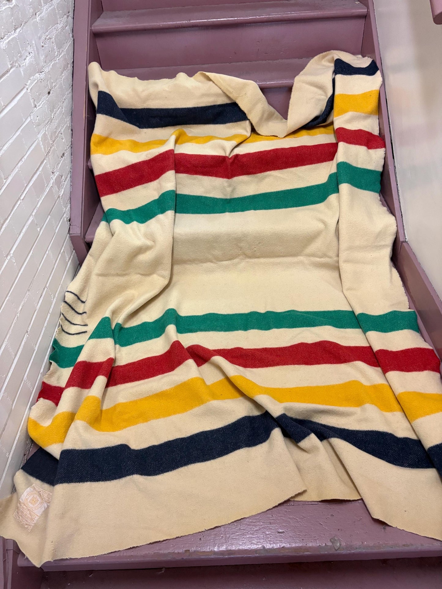Beautiful authentic HBC Hudson Bay Company antique blanket - pretty good condition with couple issues so see photos - good value - HBC