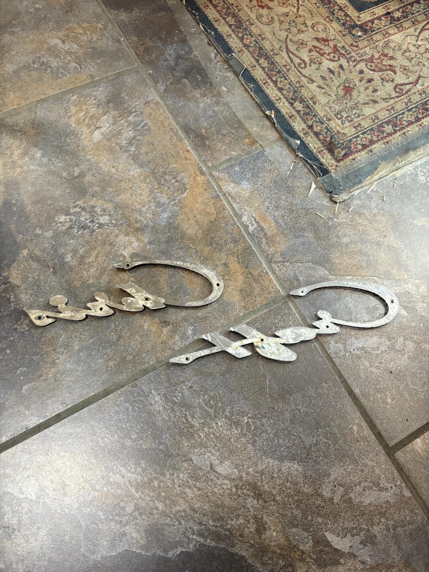 1940s original chrome nautical CRISS CRAFT decals used condition. See photos. no screws. 13 and 10 inches long. - wow