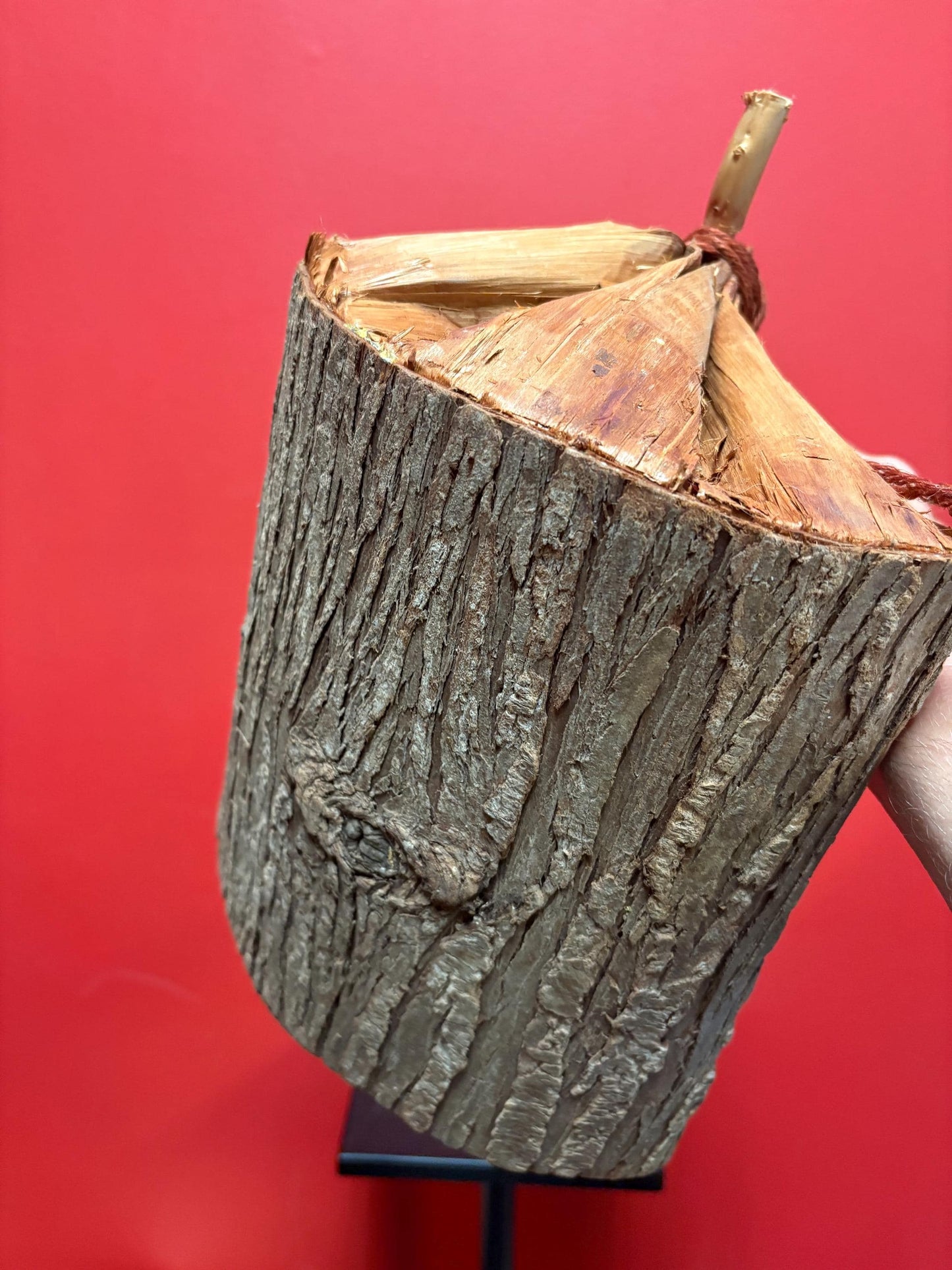 Beautiful indigenous first nations west coast cedar bark bailer 13 x 8 x 9 inches high good condition