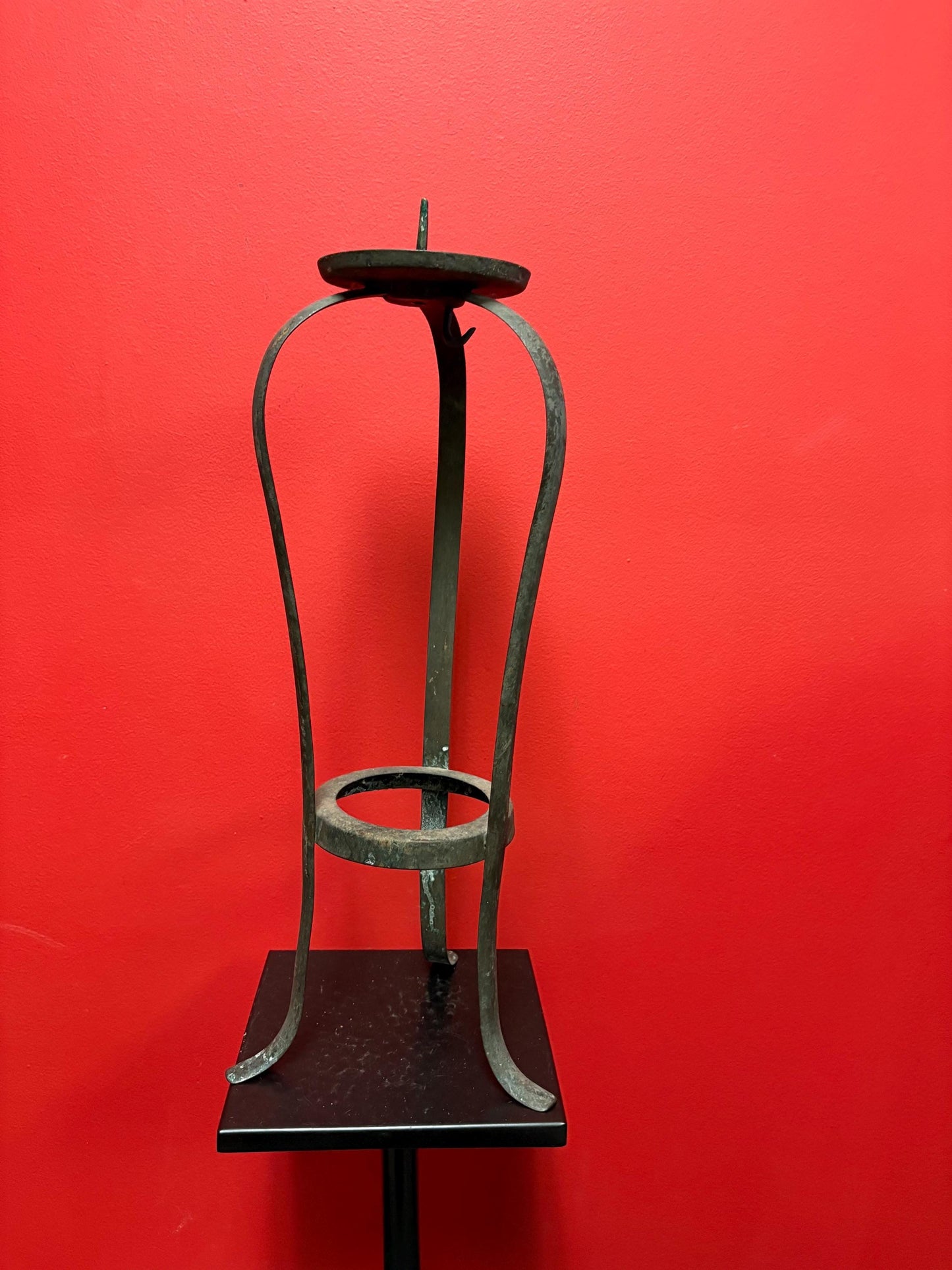 Stunning 21 inch tall Japanese bronze candle holder - 19 century Edo - great patina and great price